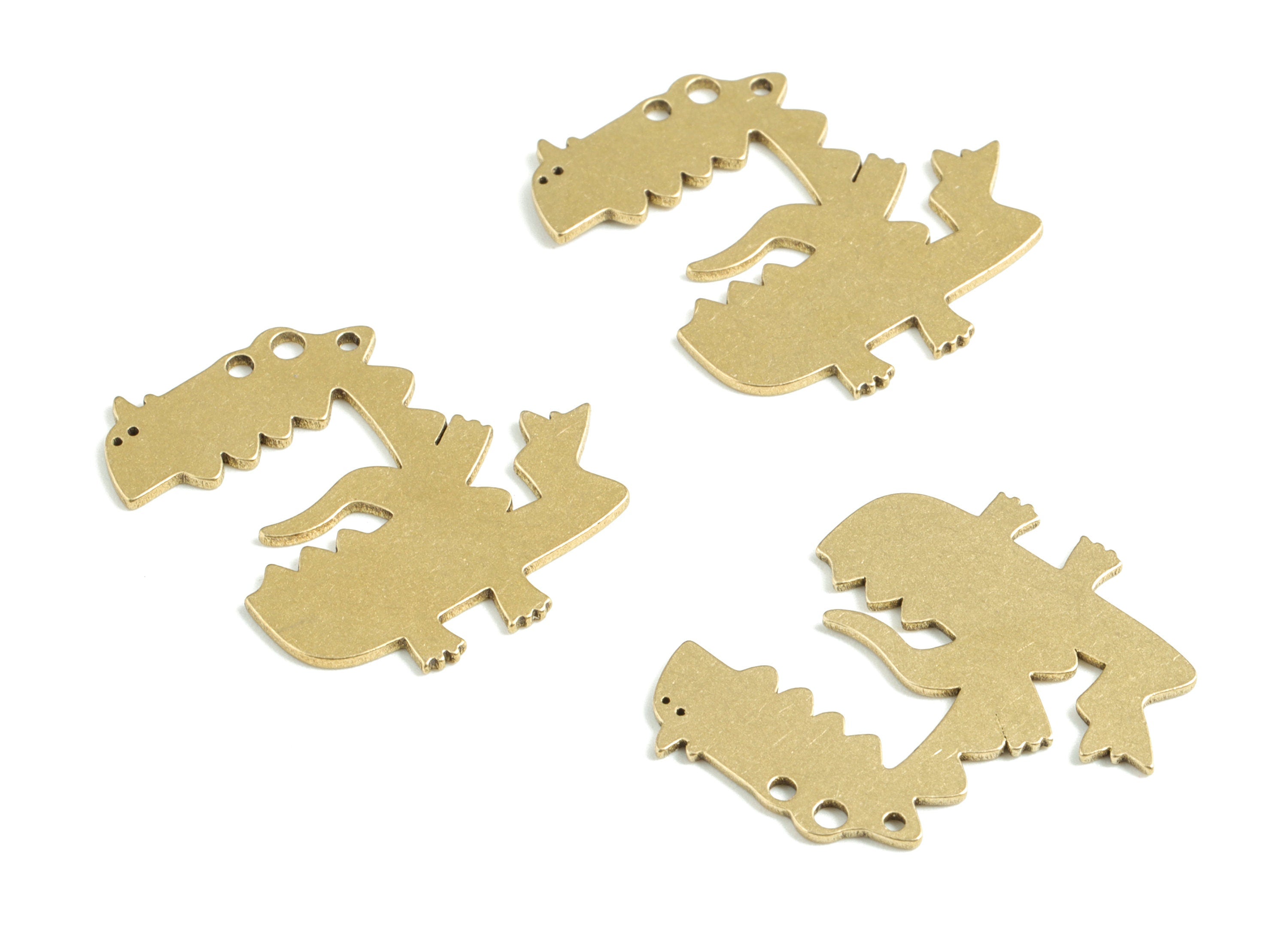 Brass Crocodile Earring Charms - Raw Brass Alligator Pendant - Earrings Finding - Jewelry Supplies - 24.33x22.53x0.84mm - PPM3118 - DOMEDBAZAAR