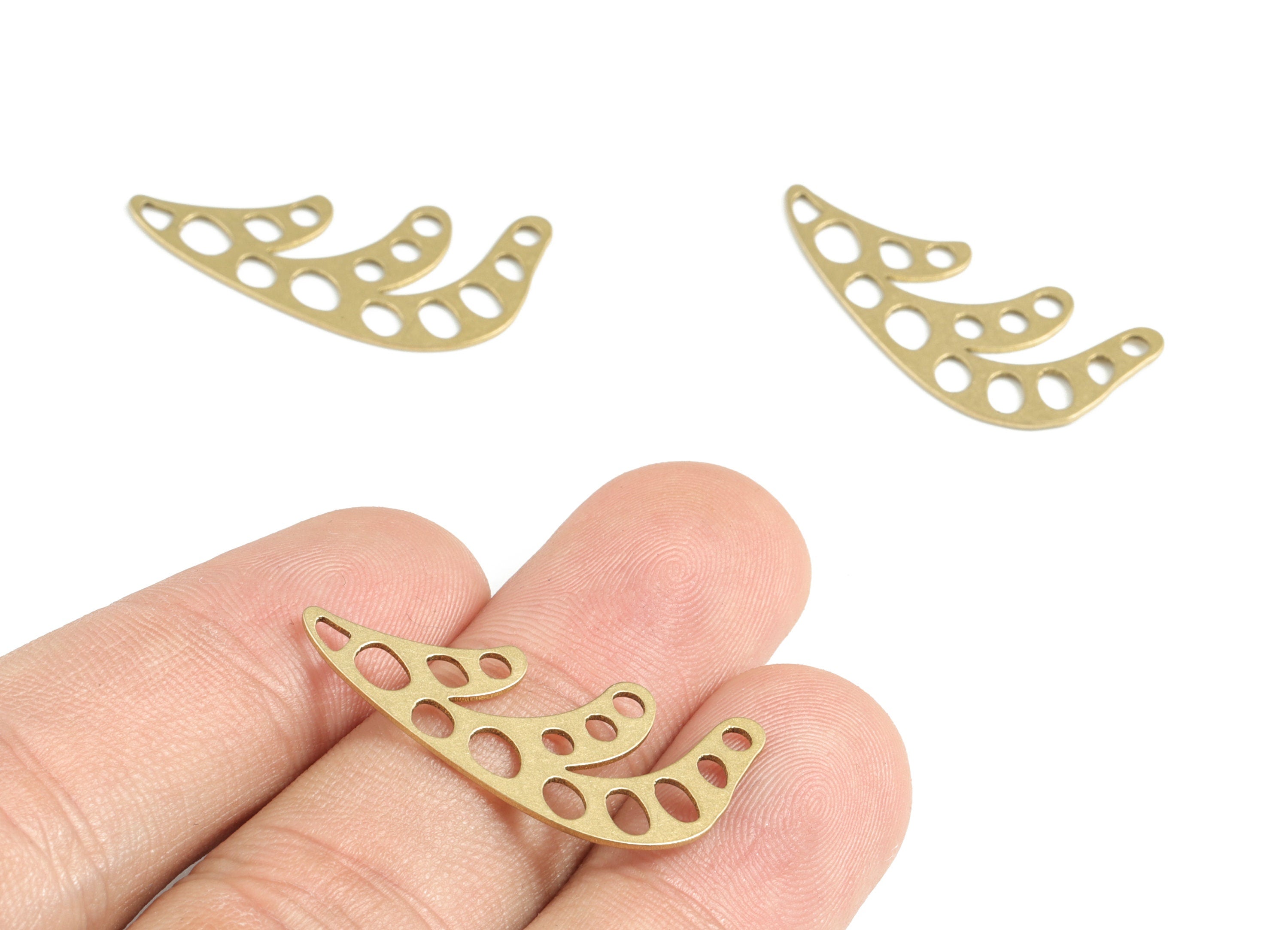 Brass Geometric Earring Charms - Raw Brass Circles Rounds Pendant - Earrings Finding - Jewelry Supplies - 30.2x14.14x0.58mm - PPM3151 - DOMEDBAZAAR