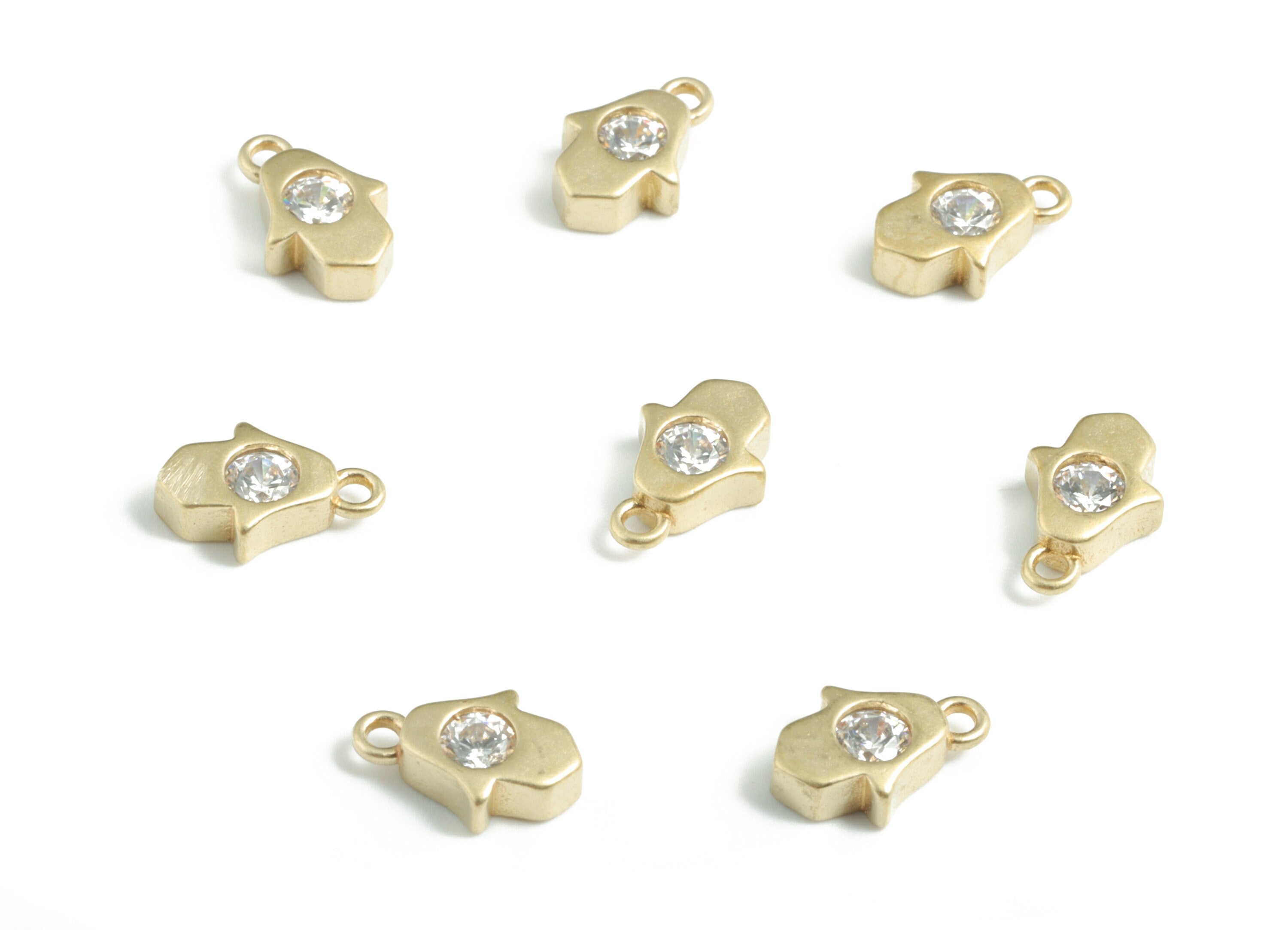 Brass Mini Oval Earring Charms With Zircons - Raw Brass Mini Oval Bracelet - Jewelry Supplies - 9.04x 6.02x2.51mm - PP3592 - DOMEDBAZAAR