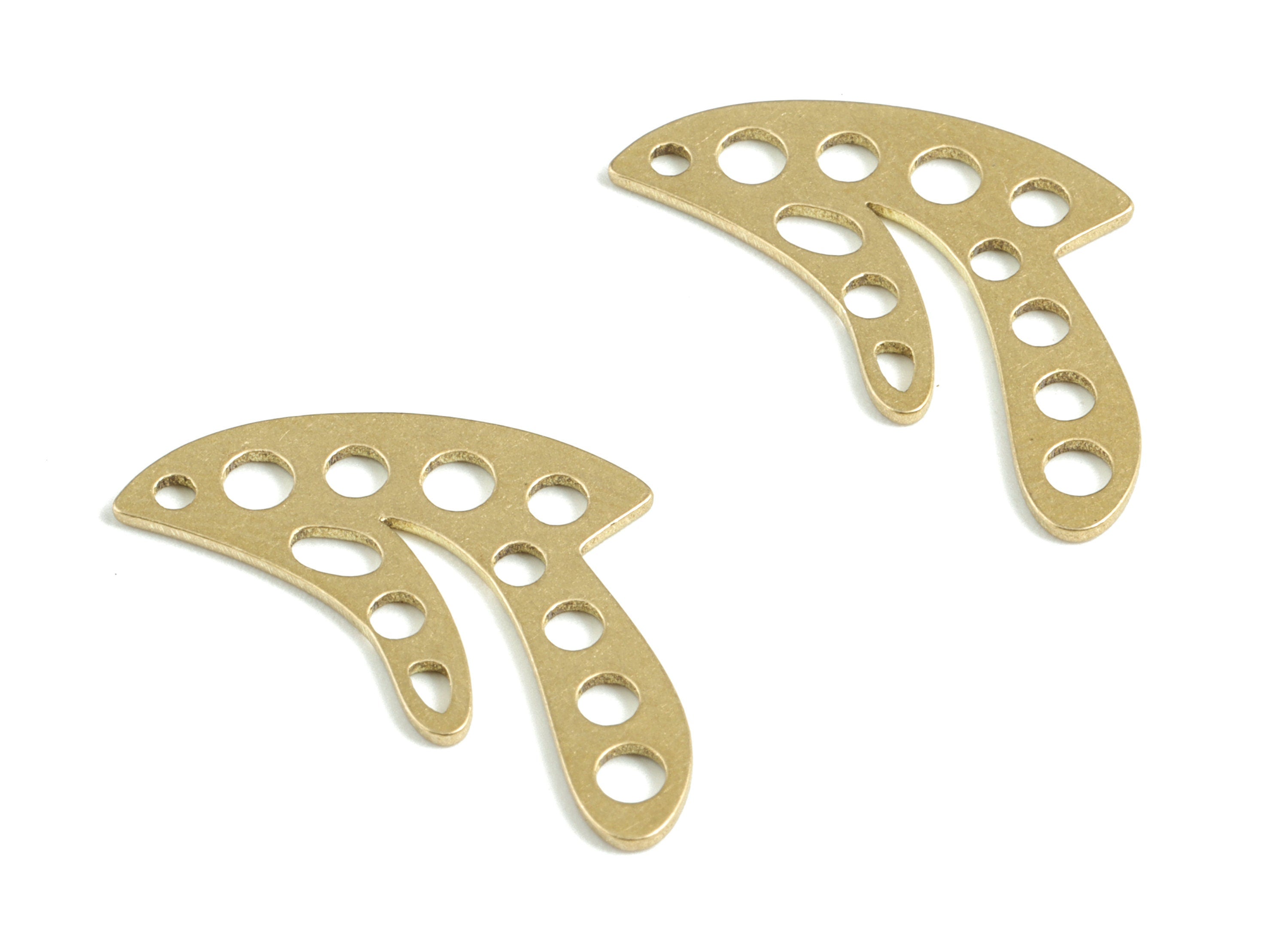 Brass Geometric Earring Charms - Raw Brass Circles Rounds Pendant - Earrings Finding - Jewelry Supplies - 24.69x13.58x0.82mm - PPM3127 - DOMEDBAZAAR