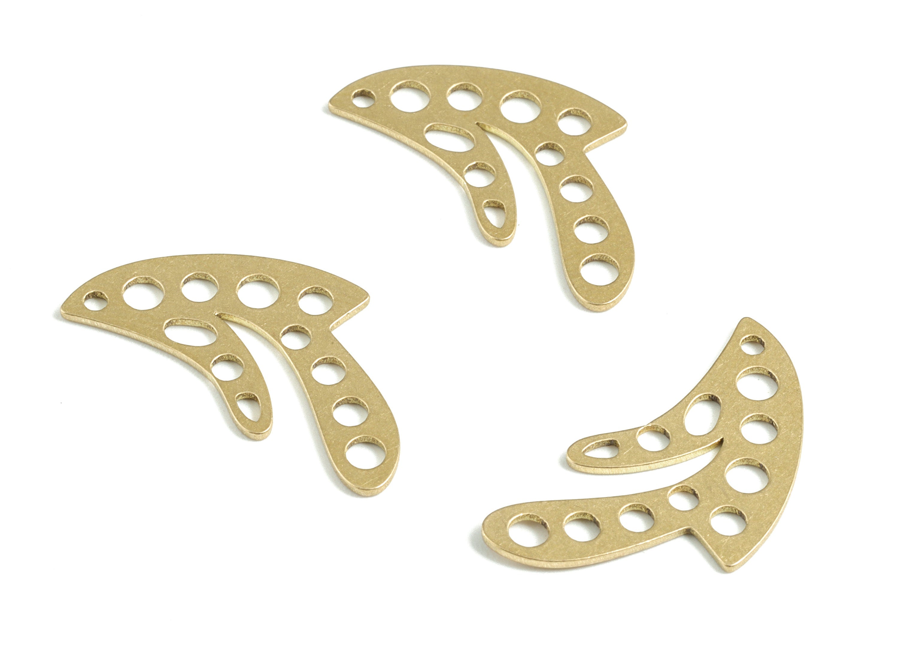 Brass Geometric Earring Charms - Raw Brass Circles Rounds Pendant - Earrings Finding - Jewelry Supplies - 24.69x13.58x0.82mm - PPM3127 - DOMEDBAZAAR