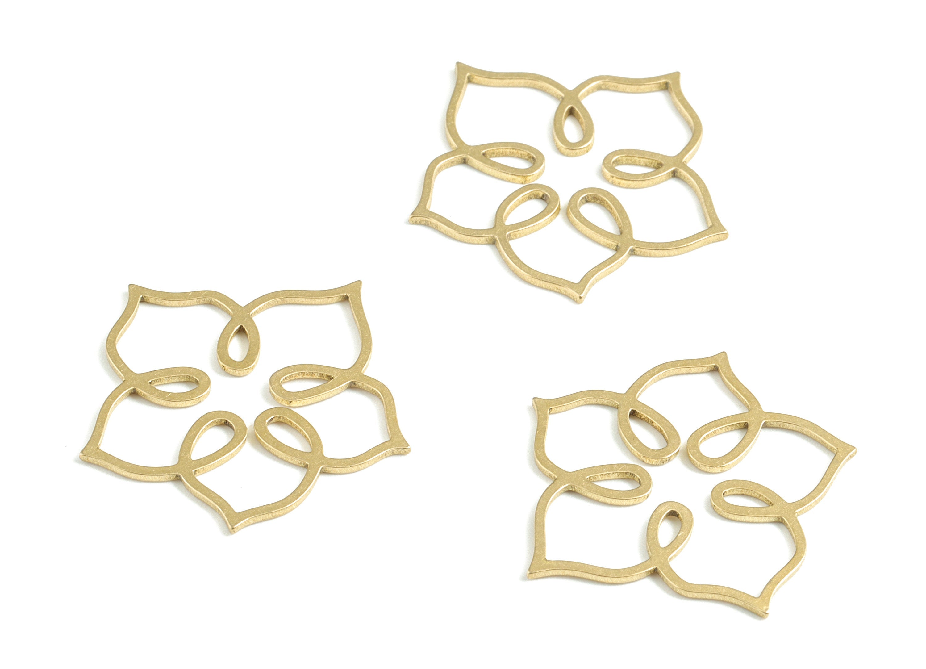 Brass Flower Earring Charms - Raw Brass Flower Pendant - Earrings Finding - Jewelry Supplies - 23.47x21.96x0.83mm - PPM3117 - DOMEDBAZAAR