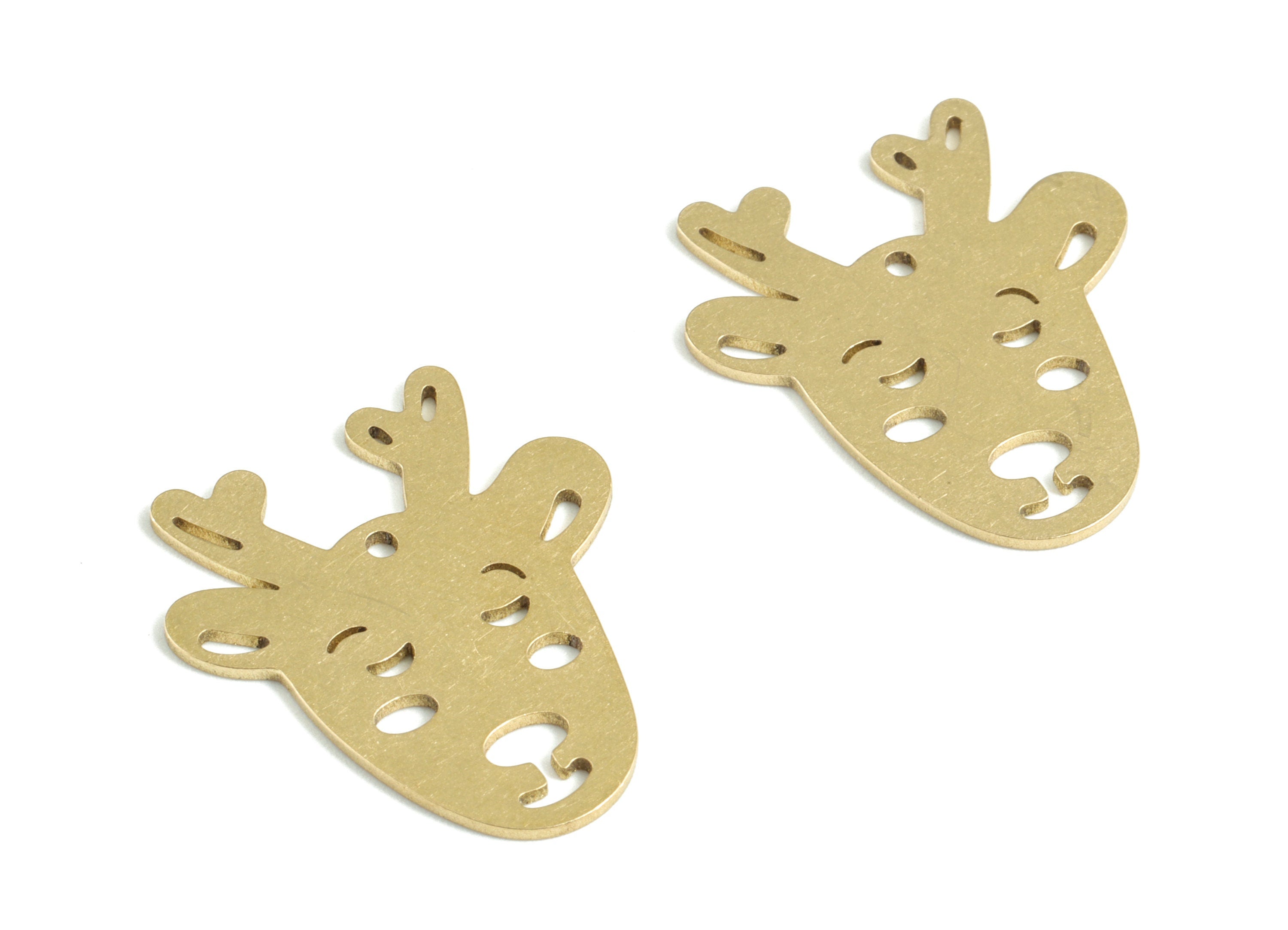 Brass Giraffe Earring Charms - Raw Brass Giraffe Pendant - Earrings Finding - Jewelry Supplies - 24.57x22.09x0.81mm - PPM3138 - DOMEDBAZAAR