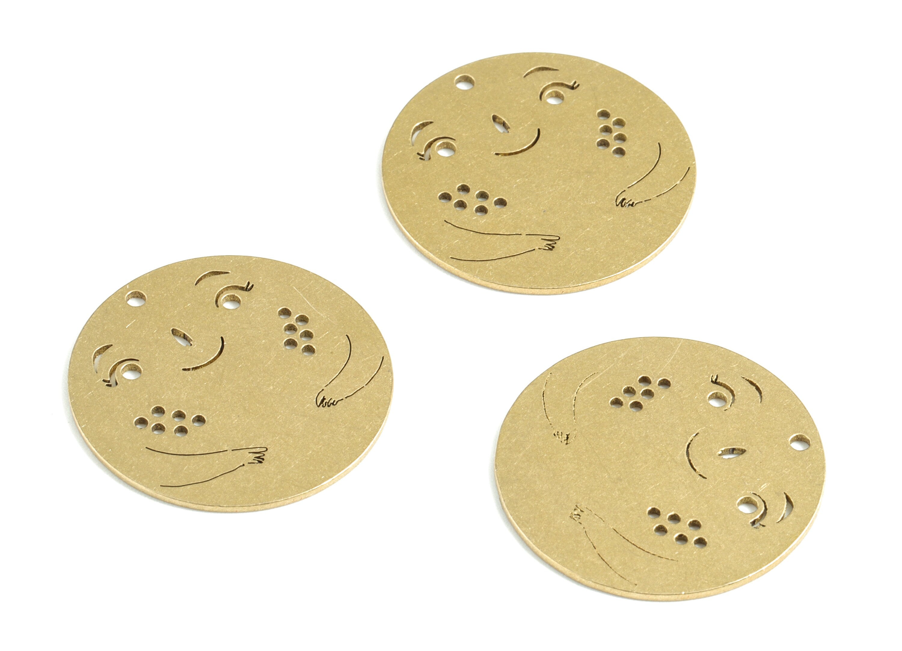 Brass Round Face Earring Charms - Raw Brass Circle Face Pendant - Earrings Finding - Jewelry Supplies - 24.97x24.97x0.83mm - PPM3115 - DOMEDBAZAAR