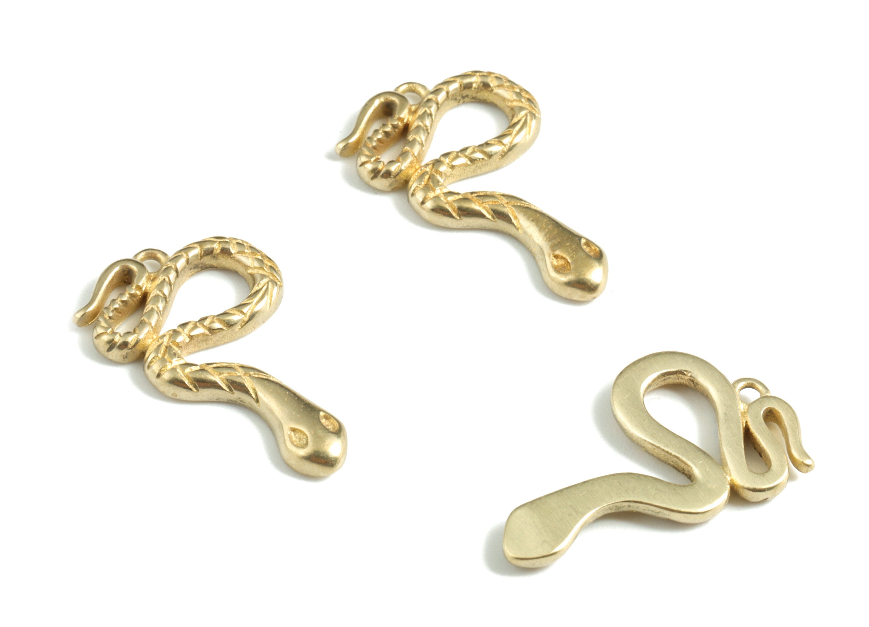 Brass Snake Earring Charms - Raw Brass Snake Pendant - Earring Findings - Jewelry Supplies - 20.53x12.21x1.8mm - PP3584 - DOMEDBAZAAR