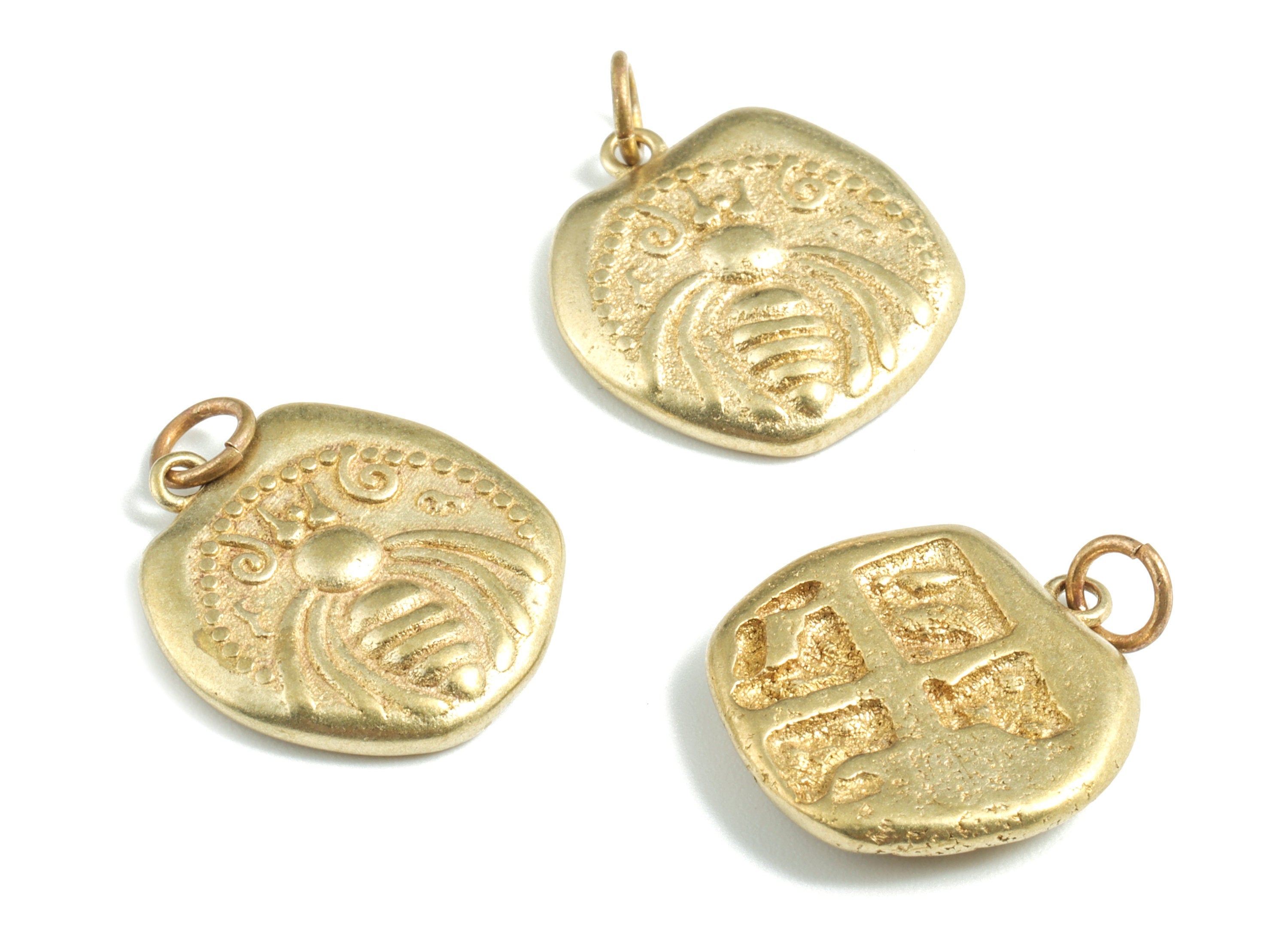 Brass Insect Apple Earring Charms - Raw Brass Apple Insect Pendant - Earring Findings - Jewelry Supplies - 22.24x17.56x3.3mm - PP3597 - DOMEDBAZAAR