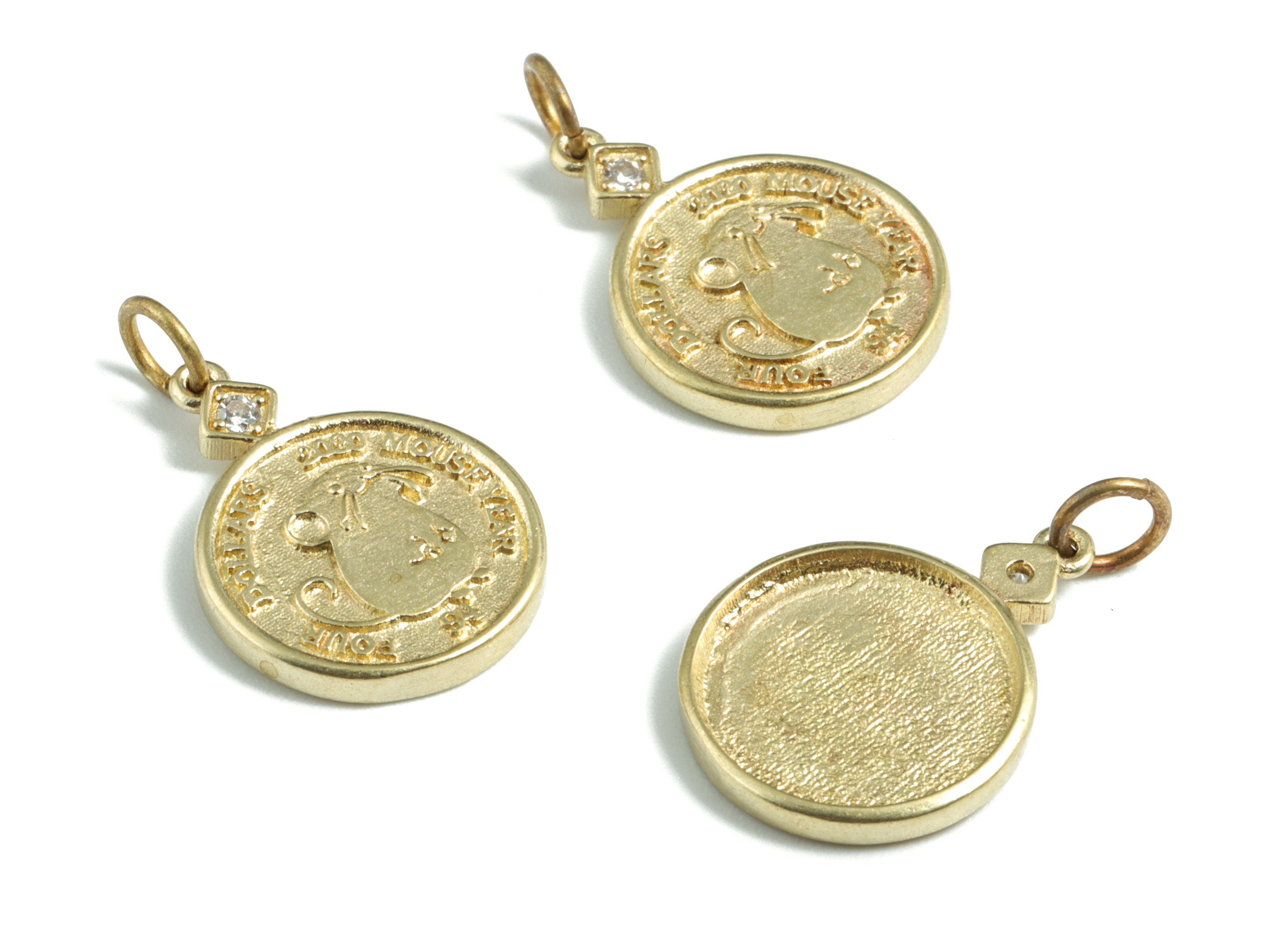 Brass Mini Coin Earring Charms - Raw Brass Circle Round Pendant - Earring Findings - Jewelry Supplies - 22.76x14.33x2.12mm - PP3579 - DOMEDBAZAAR
