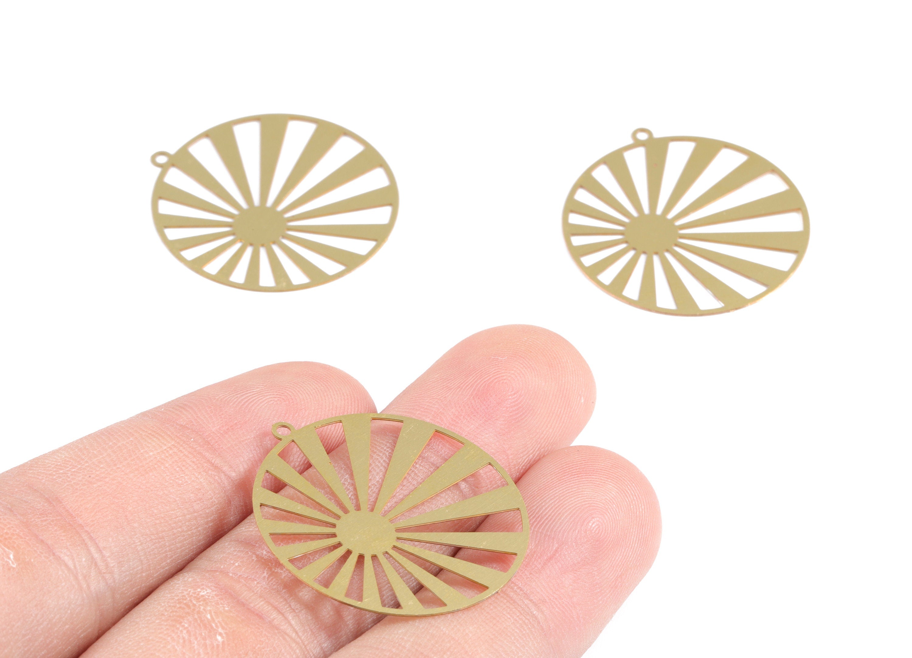 Brass Sun Earring Charms - Raw Brass Sun Pendant - Earring Findings - Jewelry Supplies - 30x27.96x0.3mm - JJB6291 - DOMEDBAZAAR