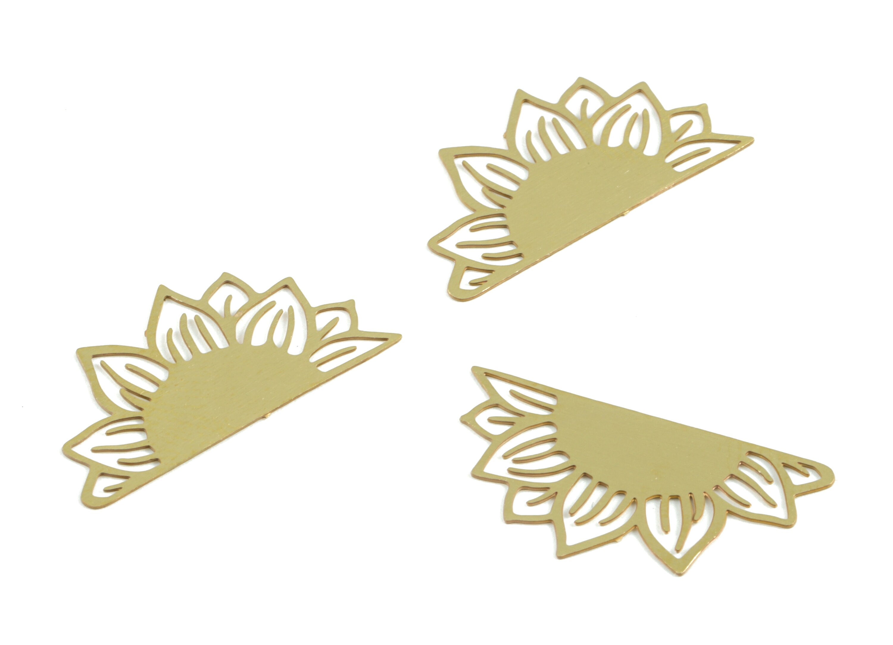 Brass Sunflower Earring Charms - Raw Brass Sunflower Pendant - Earring Findings - Jewelry Supplies - 22.69x11.99x0.3mm - JJC11759 - DOMEDBAZAAR