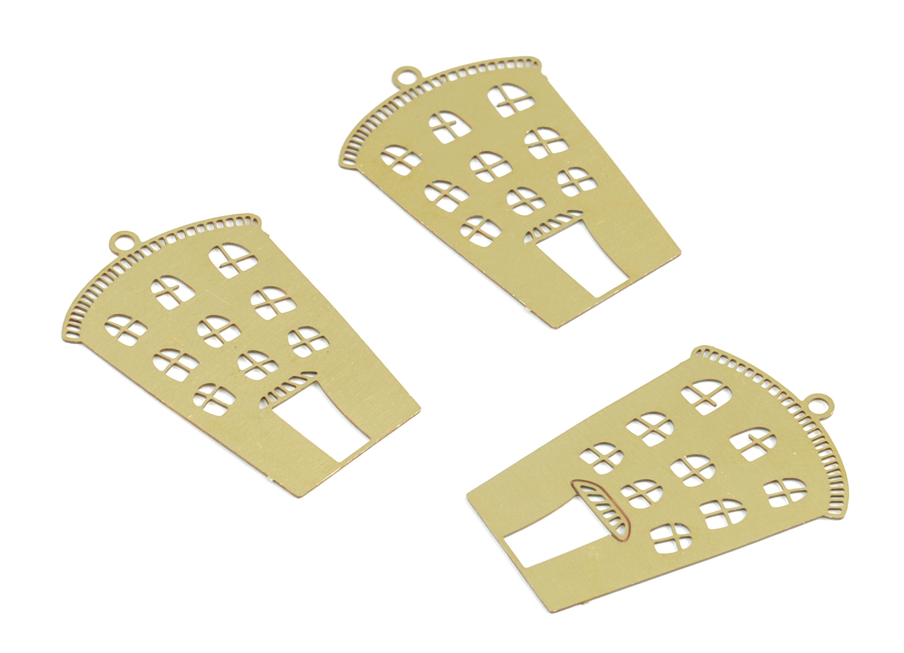 Raw Brass House Pendant – Home Earring charm – Jewelry Making Supplies – Brass Earring Charm - 27.91× 18.86× 0.29mm - JJC11761 - DOMEDBAZAAR