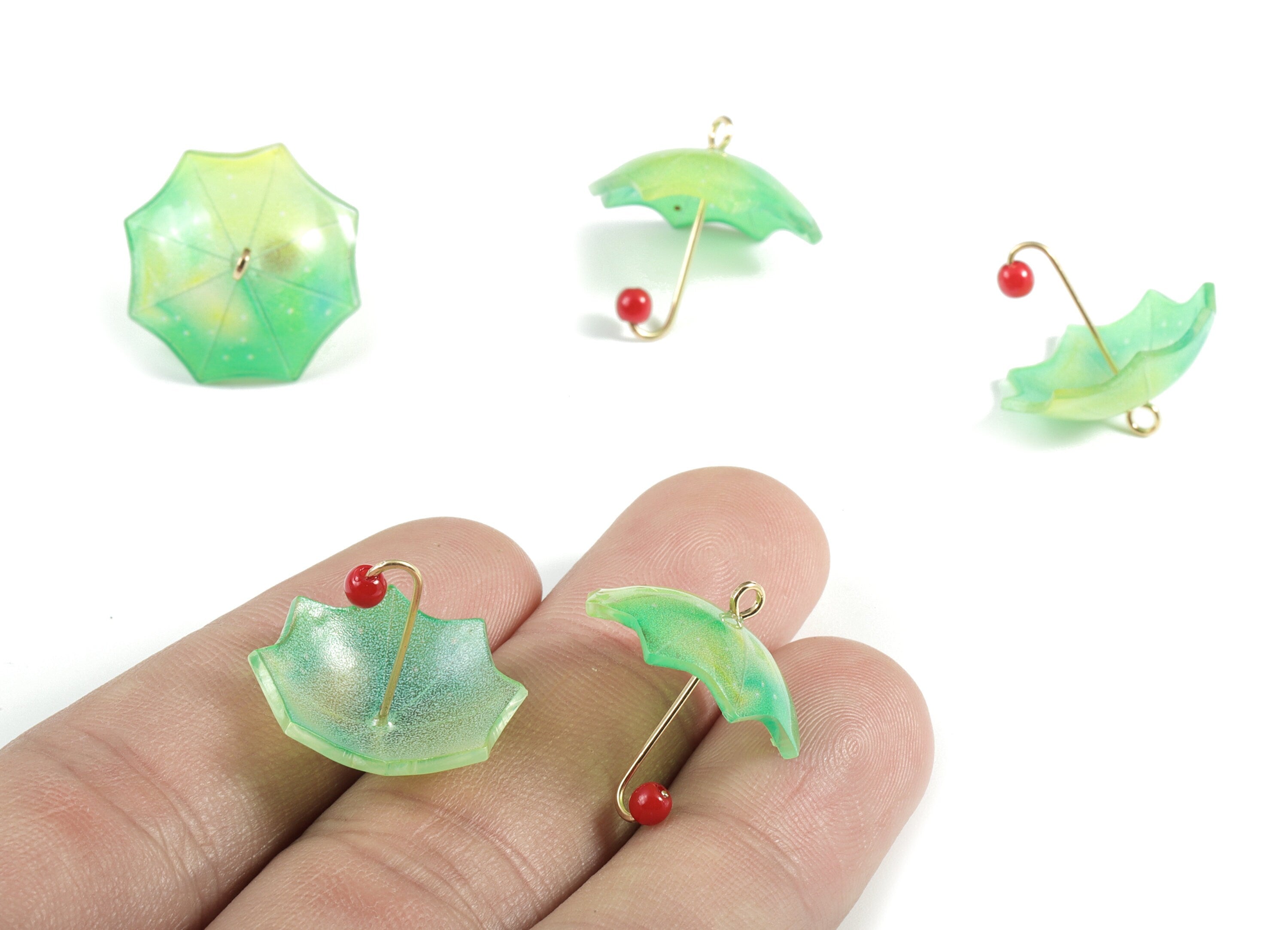 Acrylic Umbrella Earring Charms - Acrylic Umbrella Pendant - Earring Findings - Jewelry Supplies - 18.82x20.75x8.28mm - AC1983D - DOMEDBAZAAR