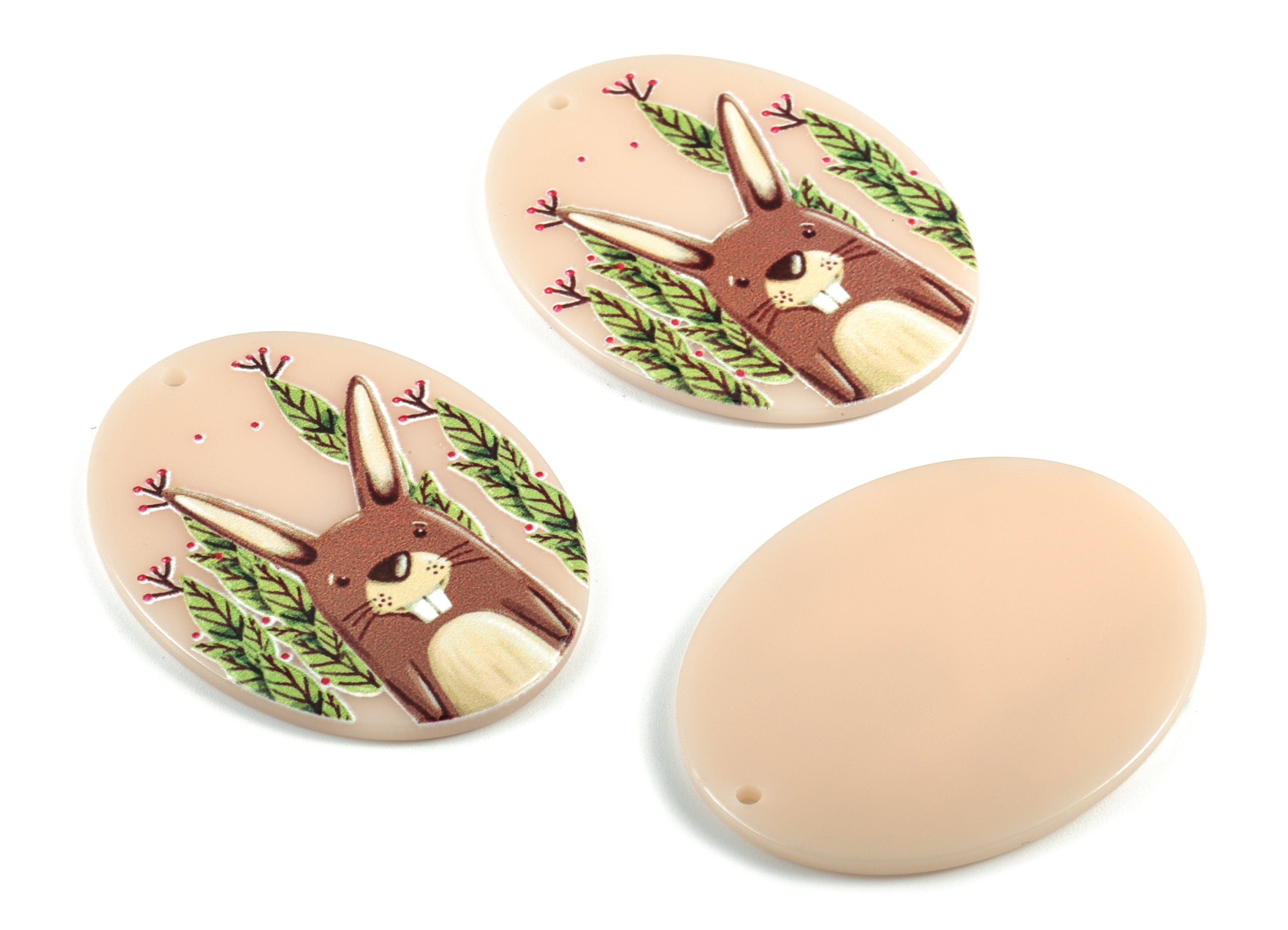 Acrylic Squirrel Earring Charms - Acrylic Oval Squirrel Pendant - Earring Findings - Jewelry Supplies - 46.85x36.51x2.4mm - AC1990 - DOMEDBAZAAR