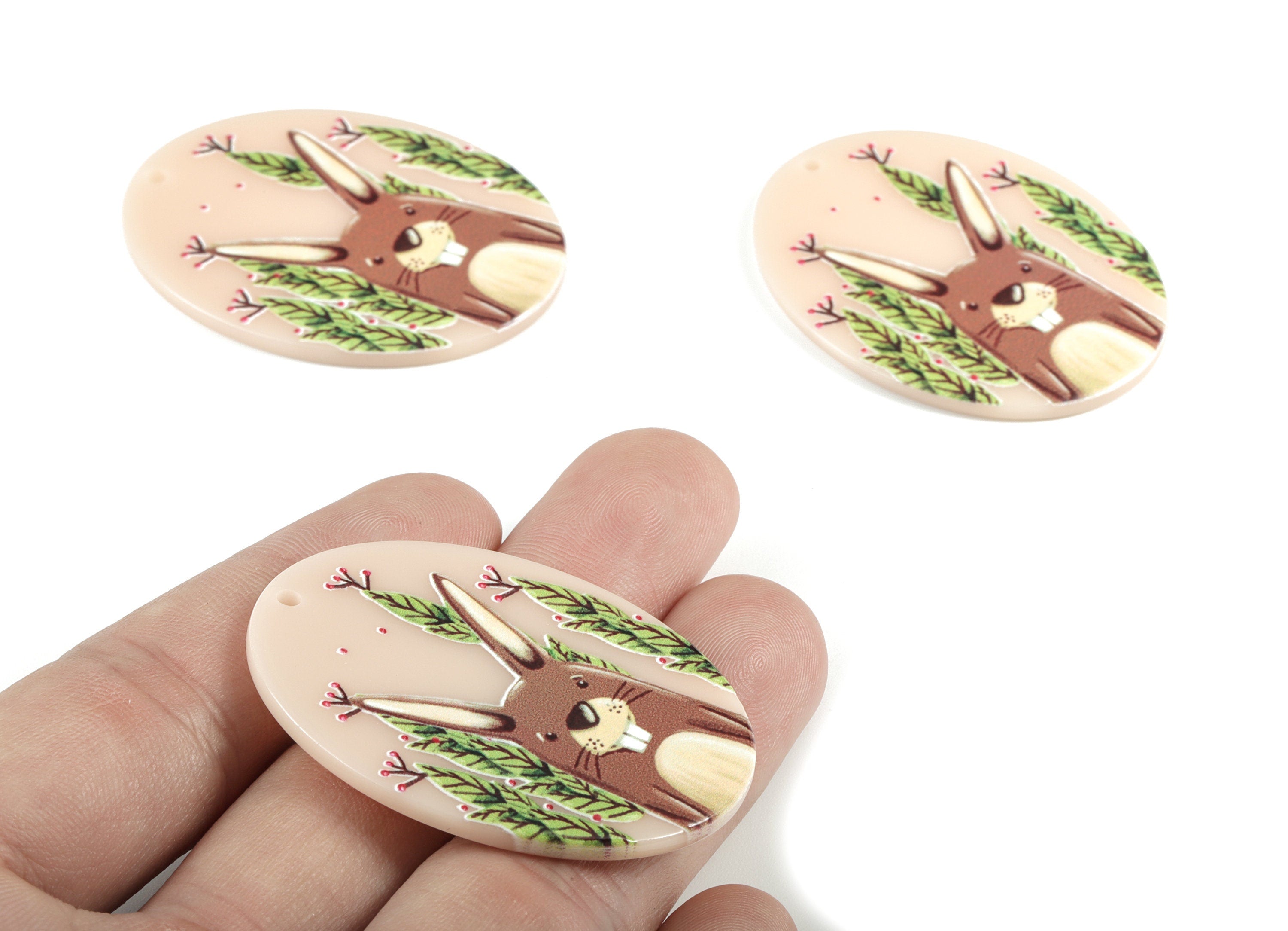 Acrylic Squirrel Earring Charms - Acrylic Oval Squirrel Pendant - Earring Findings - Jewelry Supplies - 46.85x36.51x2.4mm - AC1990 - DOMEDBAZAAR