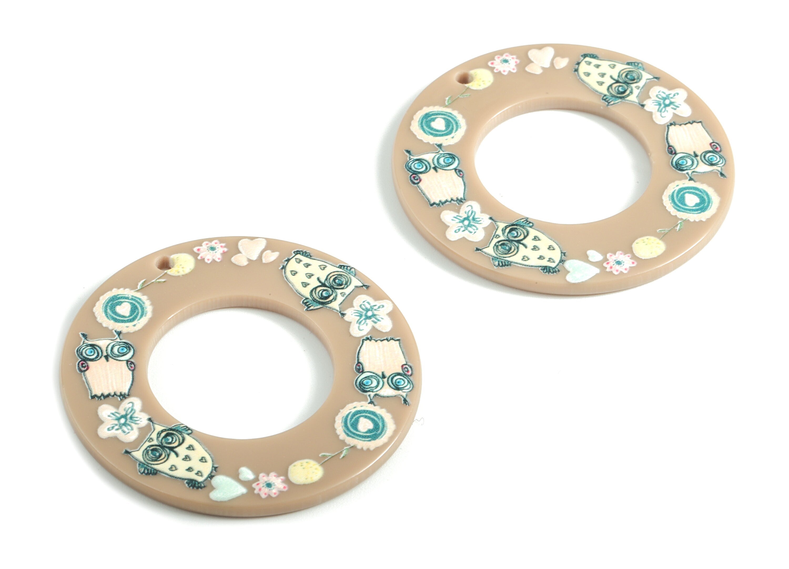 Acrylic Hoop Earring Charms - Acrylic Circle Pandant - Earring Findings - Jewelry Supplies - 41.75x41.75x2.73mm - AC2004 - DOMEDBAZAAR