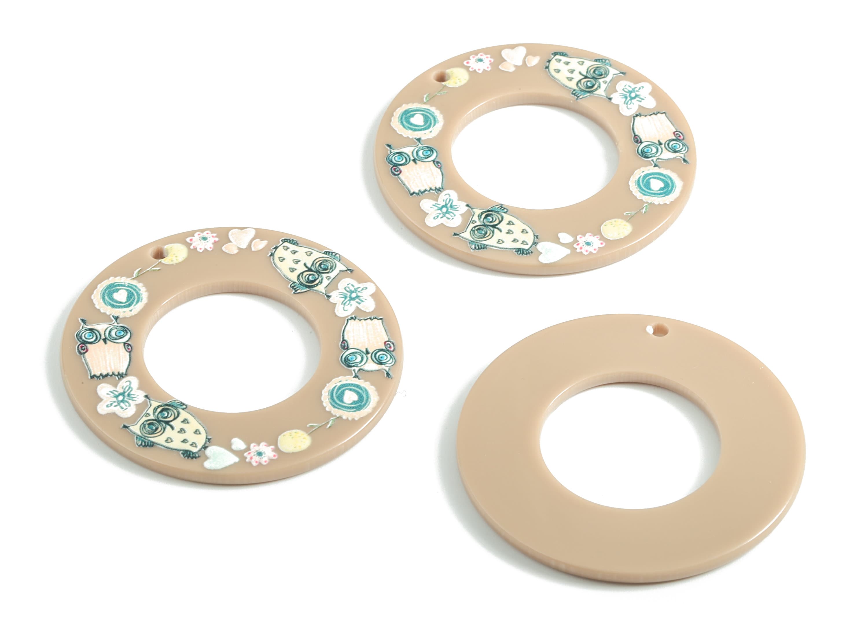 Acrylic Hoop Earring Charms - Acrylic Circle Pandant - Earring Findings - Jewelry Supplies - 41.75x41.75x2.73mm - AC2004 - DOMEDBAZAAR