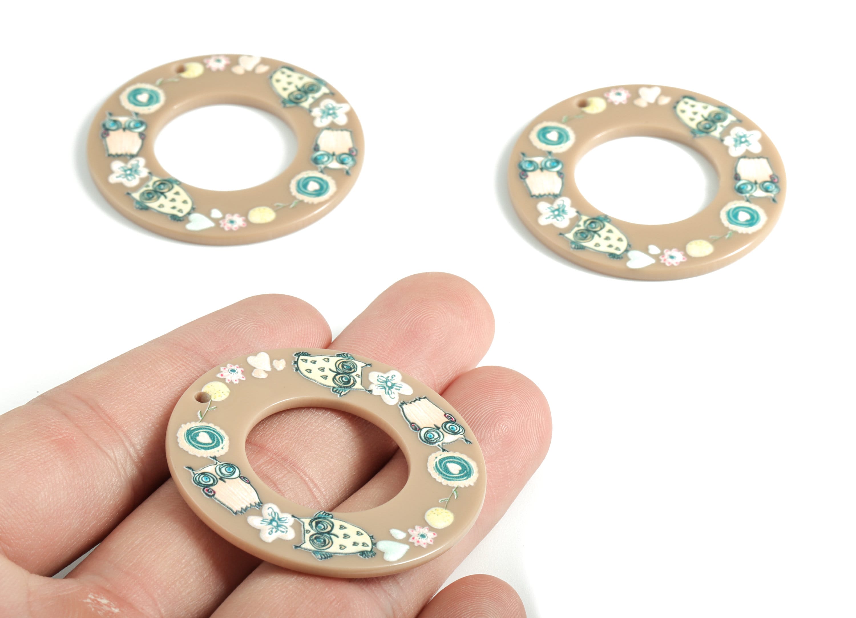 Acrylic Hoop Earring Charms - Acrylic Circle Pandant - Earring Findings - Jewelry Supplies - 41.75x41.75x2.73mm - AC2004 - DOMEDBAZAAR
