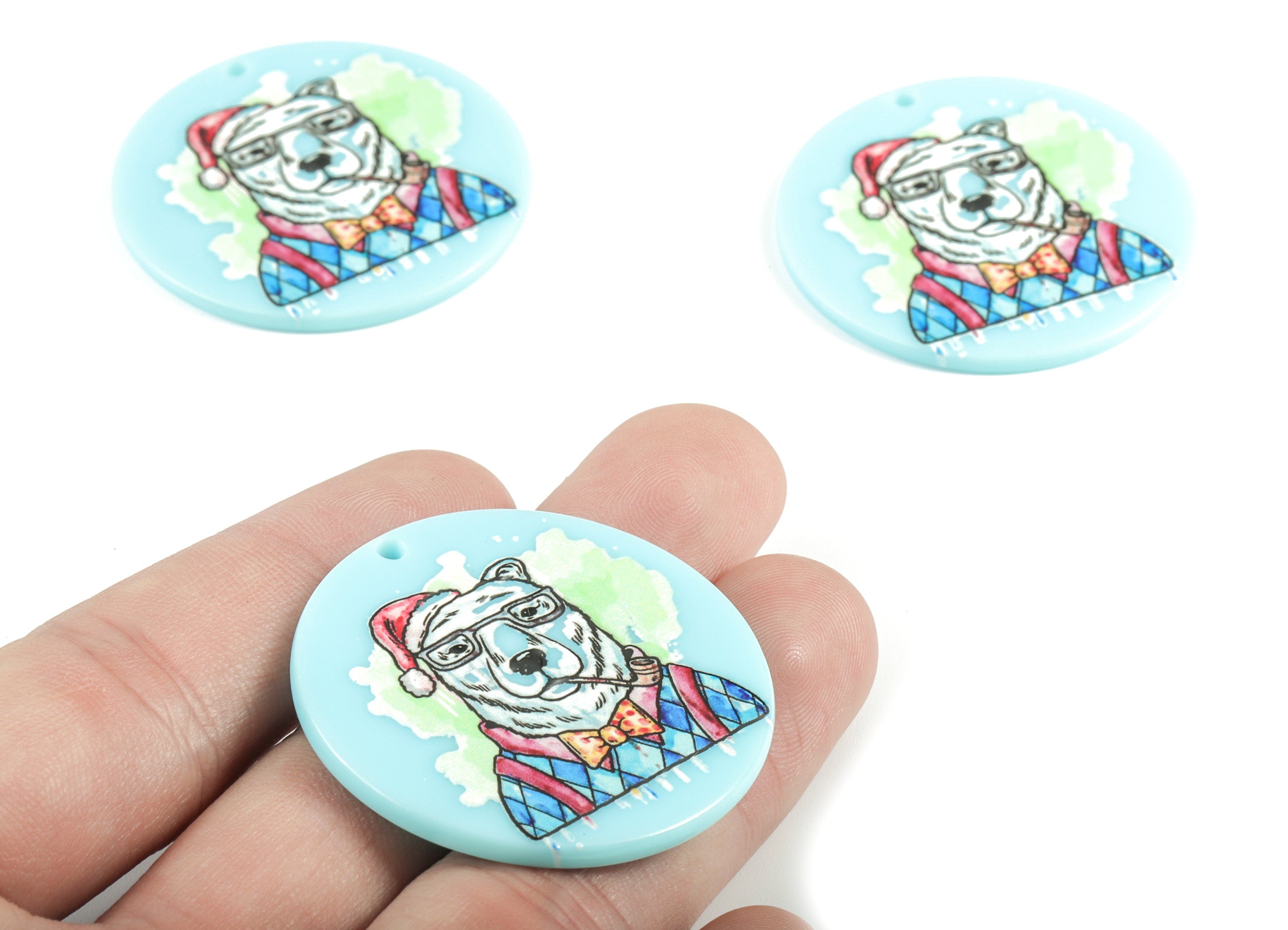 Acrylic Dog Round Earring Charms - Acrylic Circle Dog Pandant - Earring Findings - Jewelry Supplies - 39.68x39.68x2.64mm - AC2002 - DOMEDBAZAAR