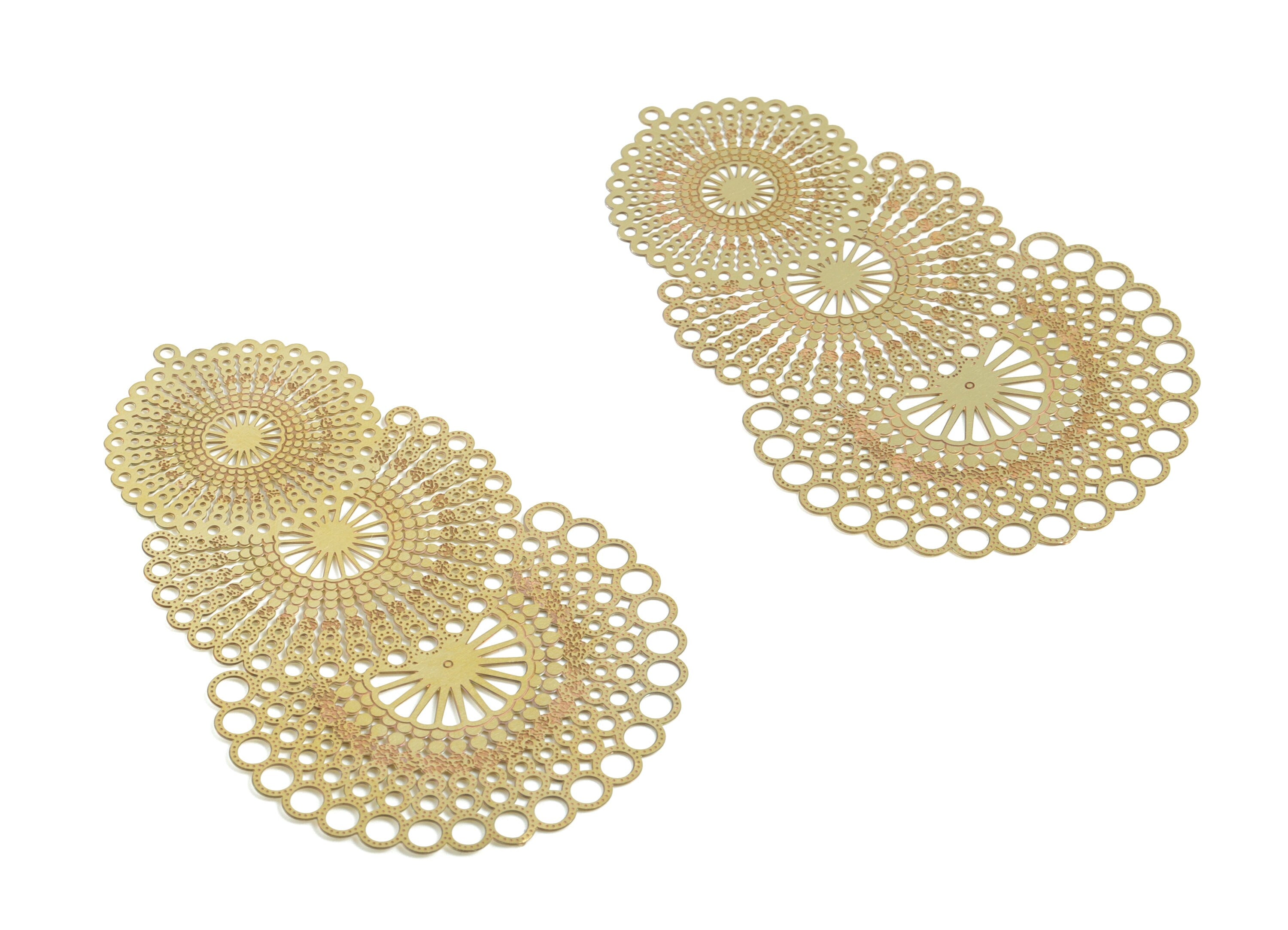 Raw Brass  Hollow Out Earring Charms - Exaggerated Earring Charms - Earring Findings - Jewellery Supplies - 69.7x43.8x0.3mm - JJA3867 - DOMEDBAZAAR