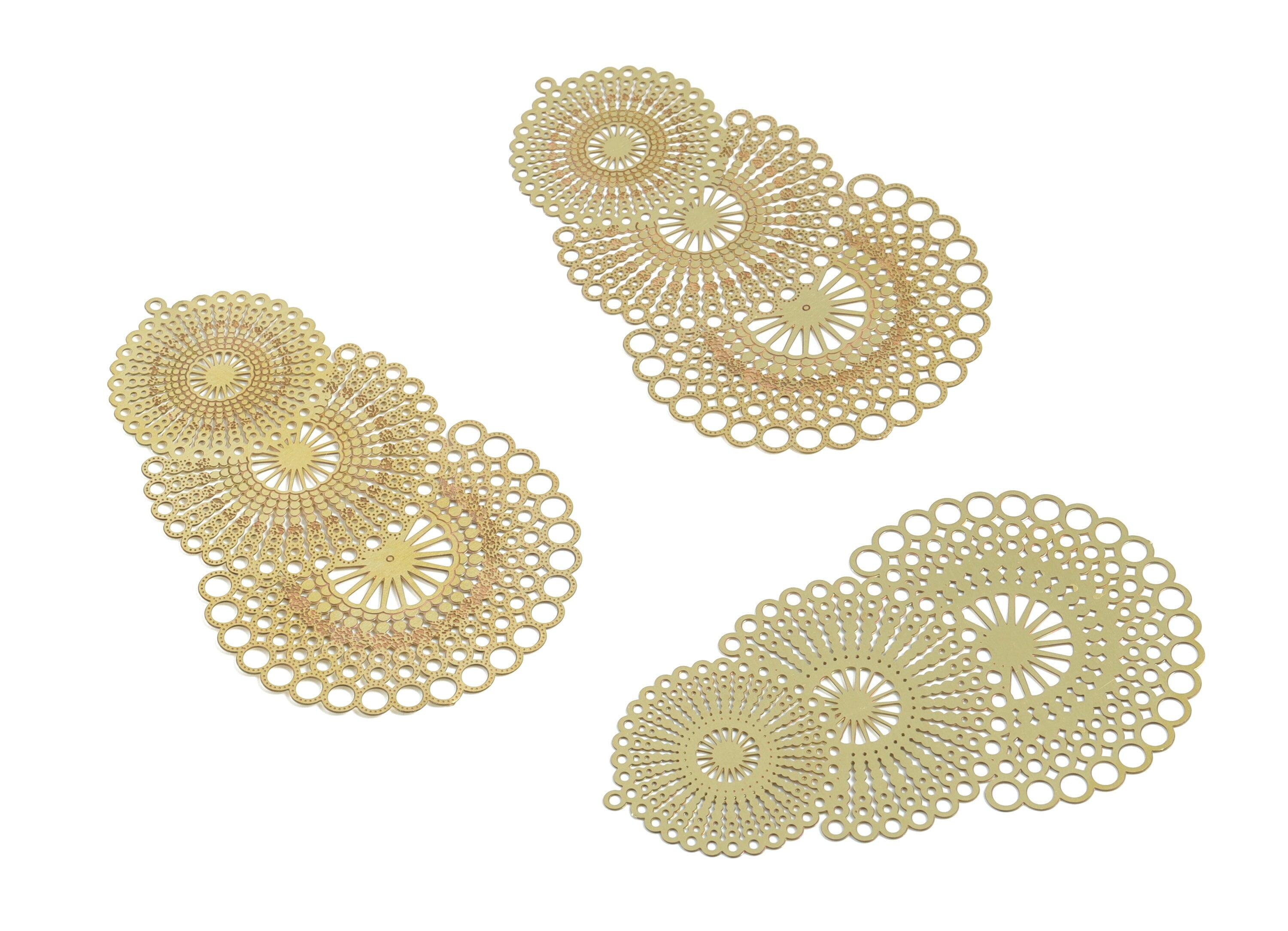 Raw Brass  Hollow Out Earring Charms - Exaggerated Earring Charms - Earring Findings - Jewellery Supplies - 69.7x43.8x0.3mm - JJA3867 - DOMEDBAZAAR