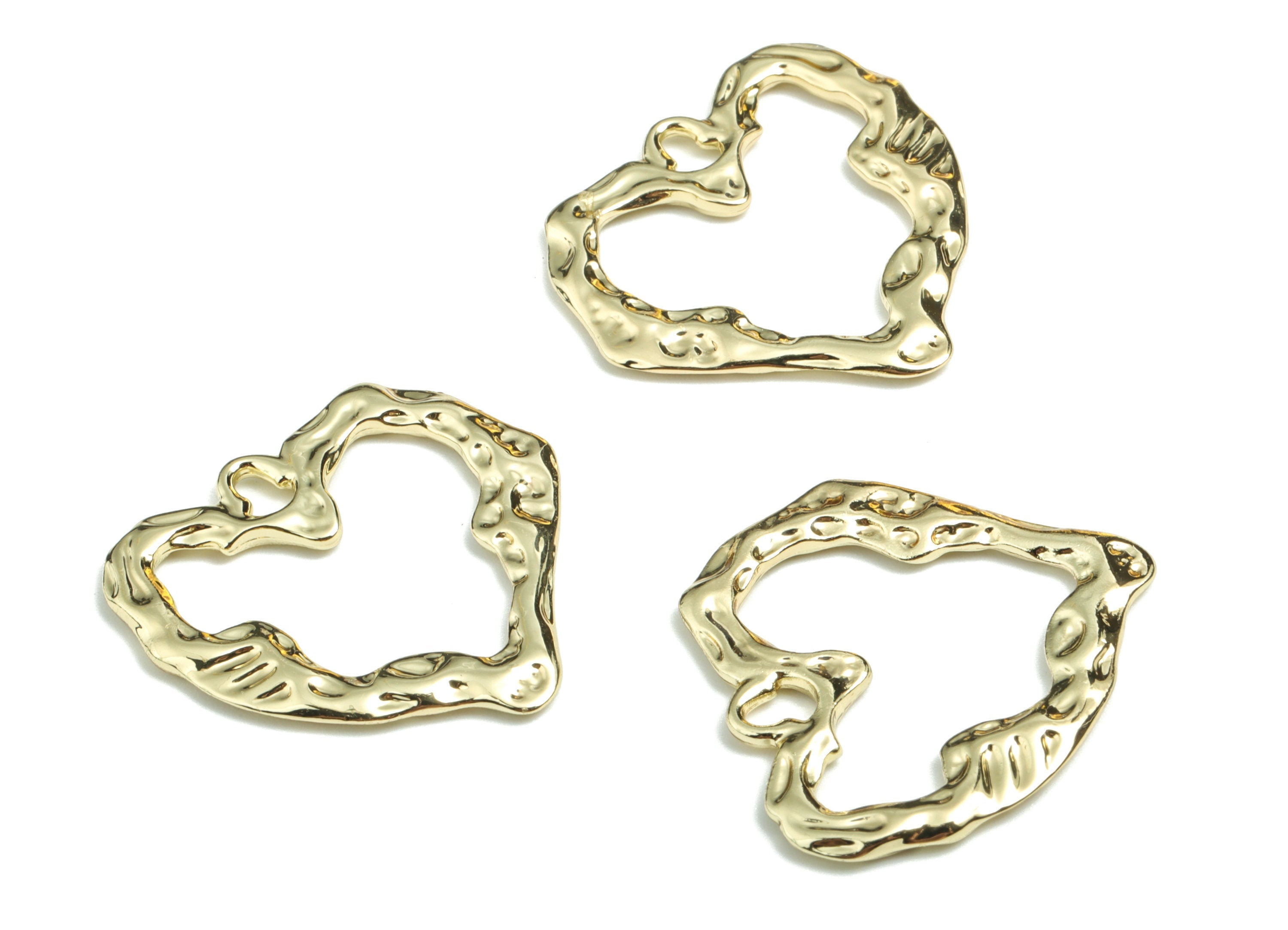 Alloy Heart Earring Charms - Gold Alloy Heart Pendant - Gold Tone Plated Alloy - Jewelry Supplies - 27.33x26.73x1.85mm - ZZ1721 - DOMEDBAZAAR