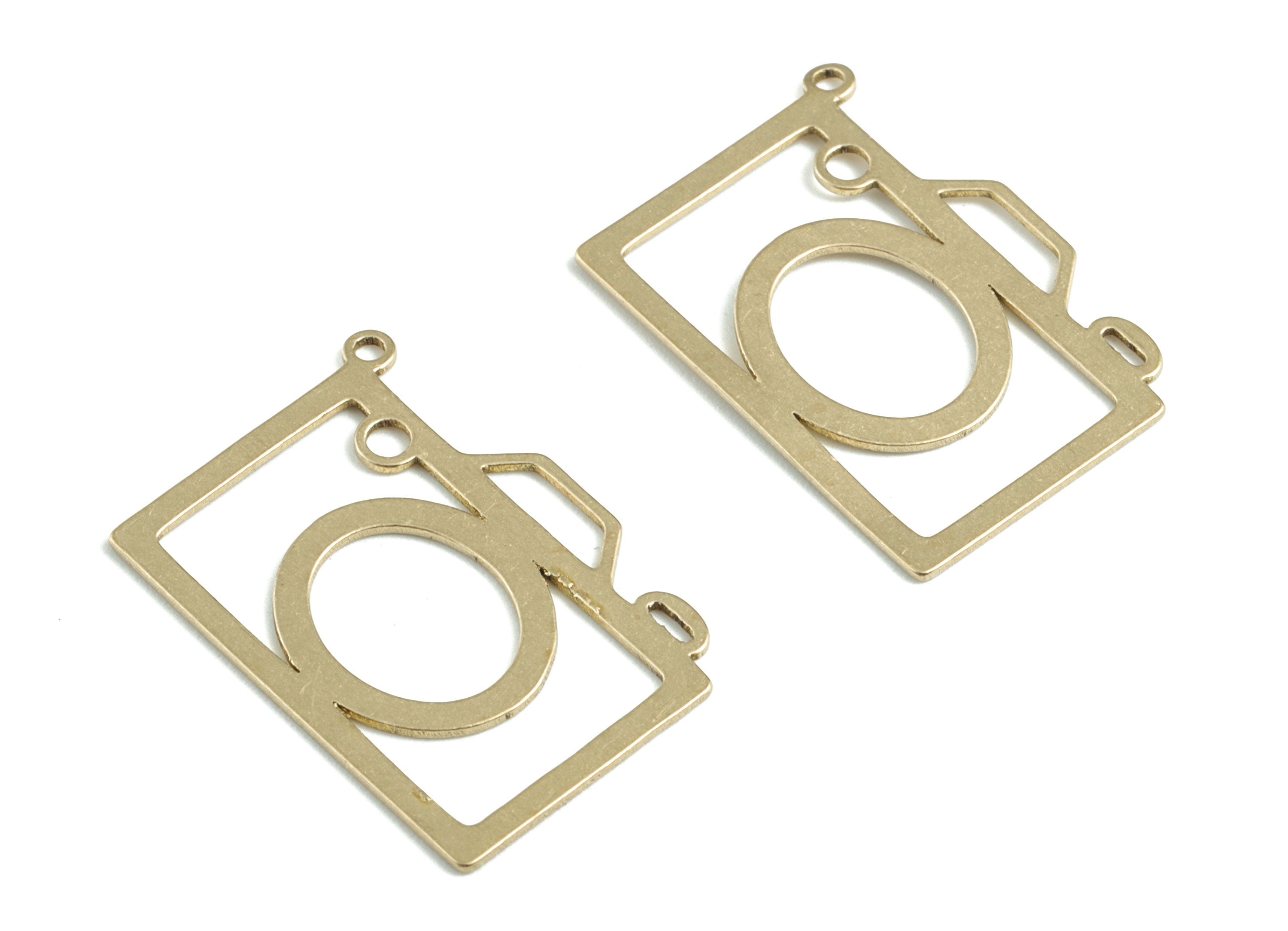 Brass Photo Machine Earring Charms - Raw Brass Photo Machine Pendant - Earrings Finding - Jewelry Supplies - 24.69x17.13x0.69mm - PPM3167 - DOMEDBAZAAR