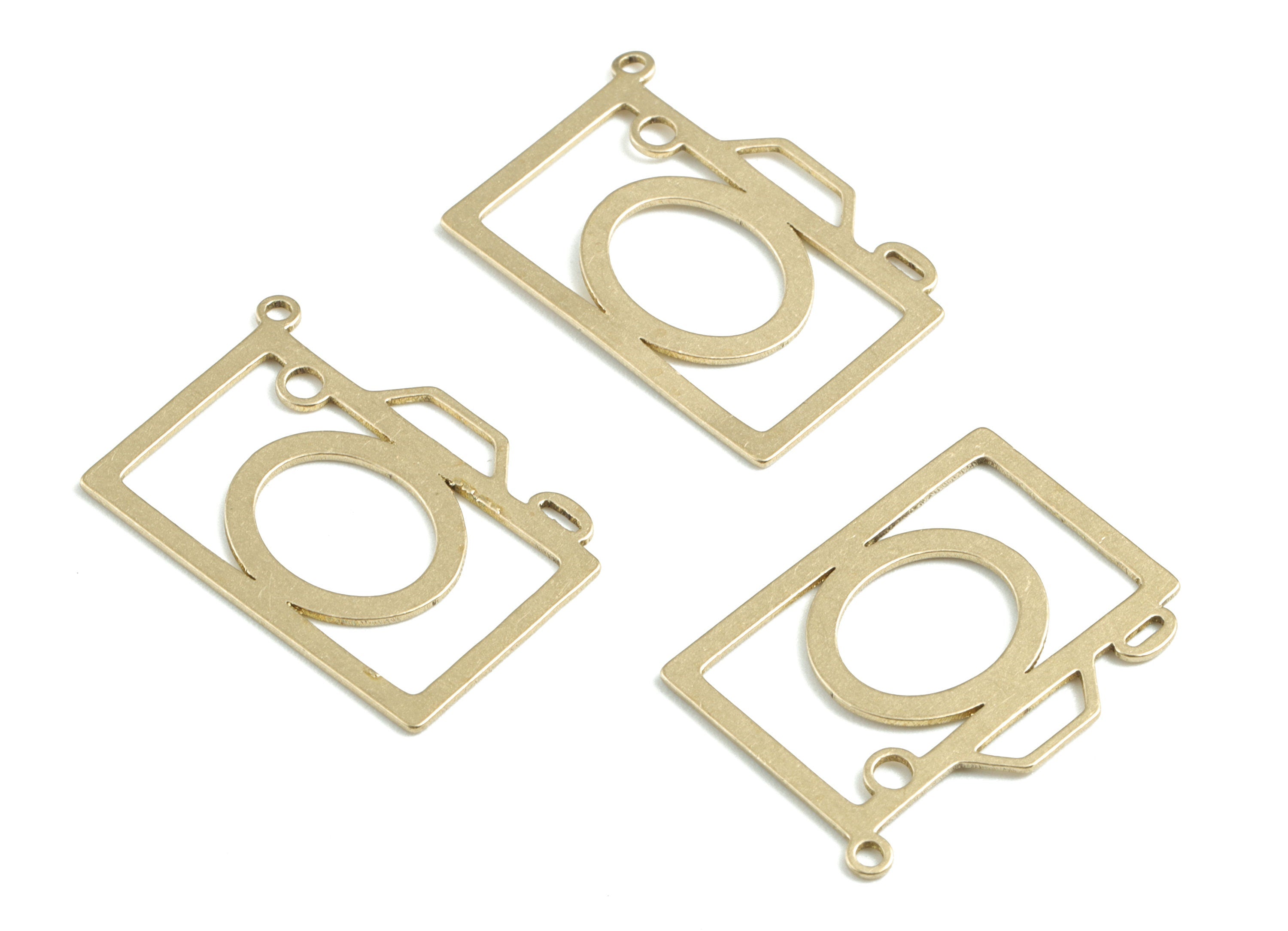 Brass Photo Machine Earring Charms - Raw Brass Photo Machine Pendant - Earrings Finding - Jewelry Supplies - 24.69x17.13x0.69mm - PPM3167 - DOMEDBAZAAR