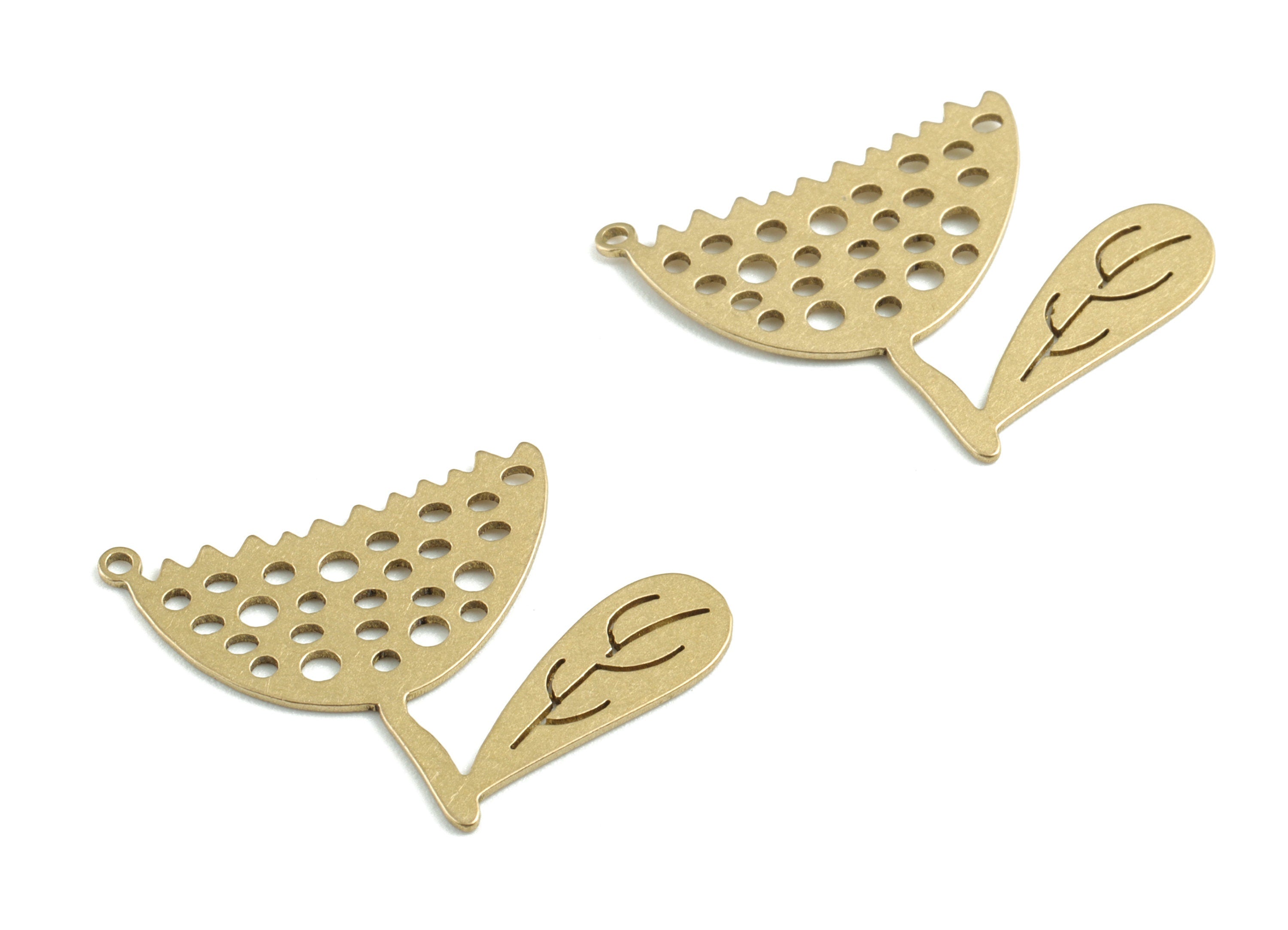 Brass Fruit Leaf Earring Charms - Raw Brass Fruit Leaf Pendant - Earrings Finding - Jewelry Supplies - 29.11x19.93x0.61mm - PPM3175 - DOMEDBAZAAR