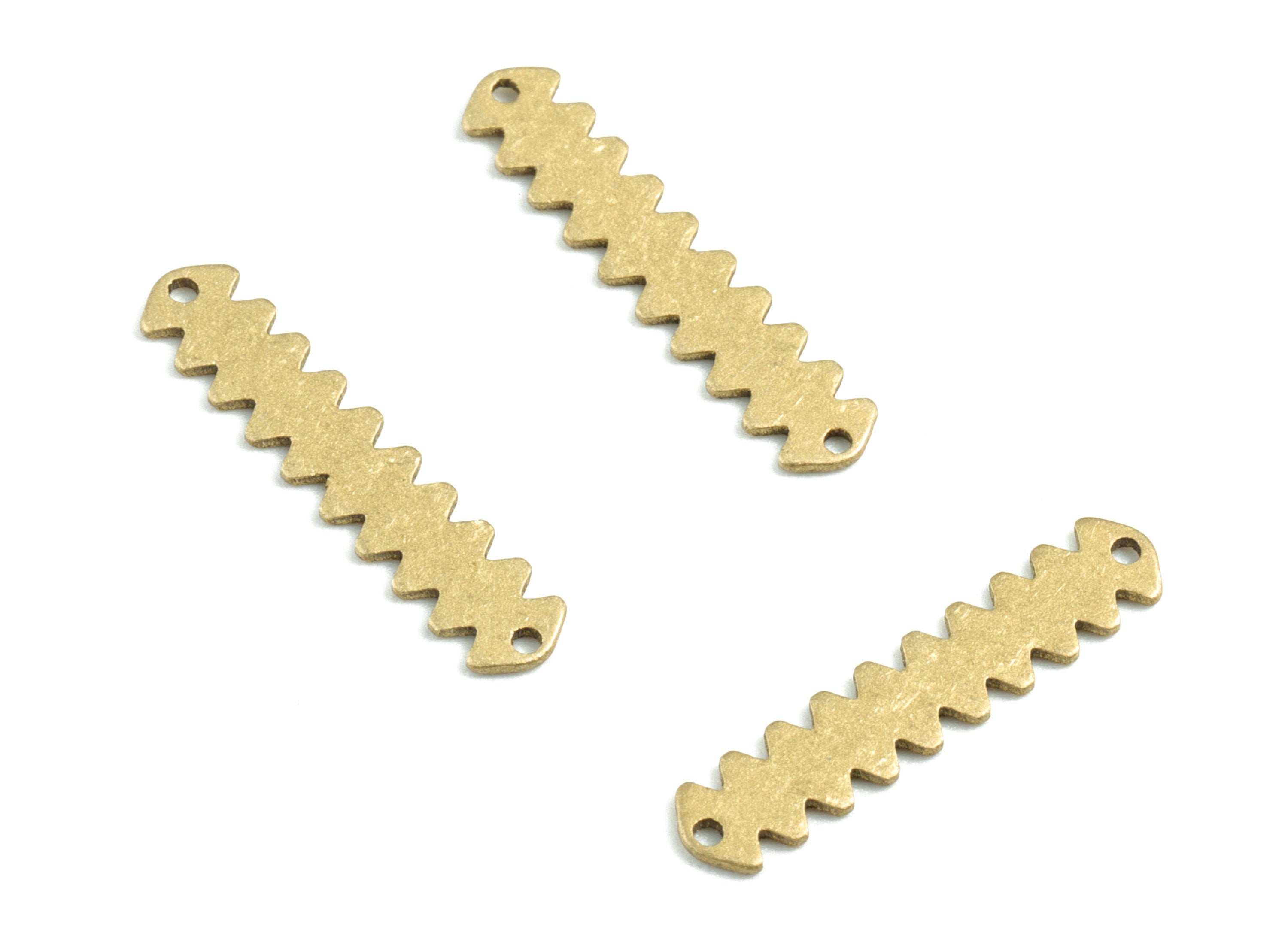 Brass Saw Stick Earring Connector - Raw Brass Stick Earring Charms and Pendant - 2 Holes - Jewelry Supplies - 19.53x4.11x0.61mm - PPM3169 - DOMEDBAZAAR