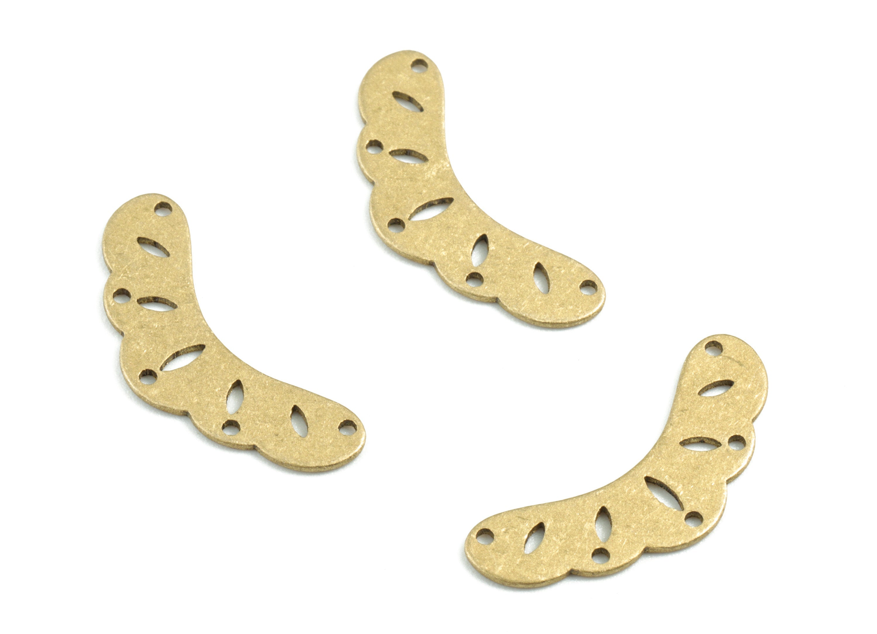 Brass Leafs Earring Connector - Raw Brass Leafs Earring Charms and Pendant - 5 Holes - Jewelry Supplies - 21.57x9.14x0.59mm - PPM3174 - DOMEDBAZAAR