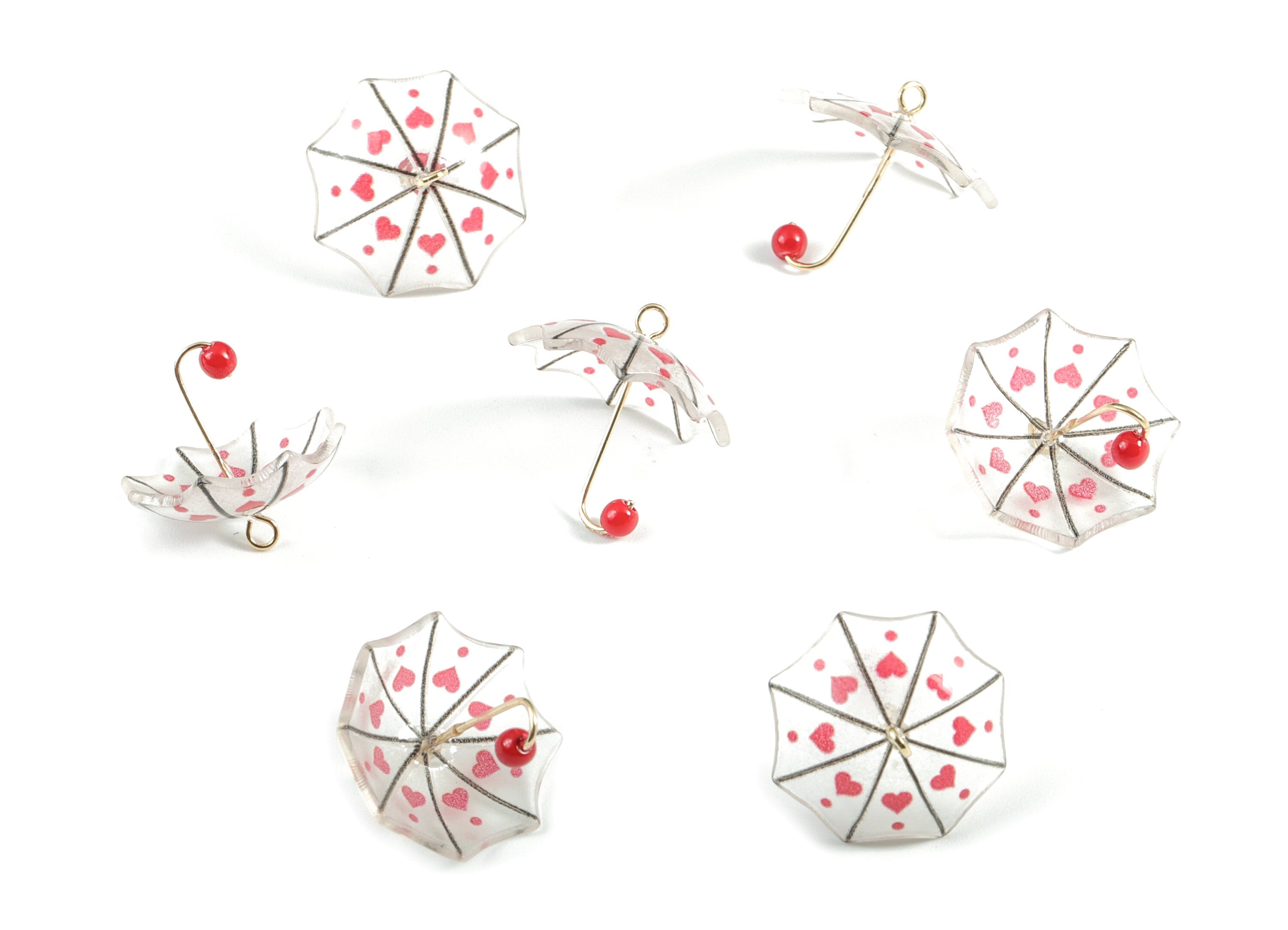 Acrylic Umbrella Earring Charms - Acrylic Umbrella Pendant - Earring Findings - Jewelry Supplies - 18.82x20.75x8.28mm - AC1983F - DOMEDBAZAAR
