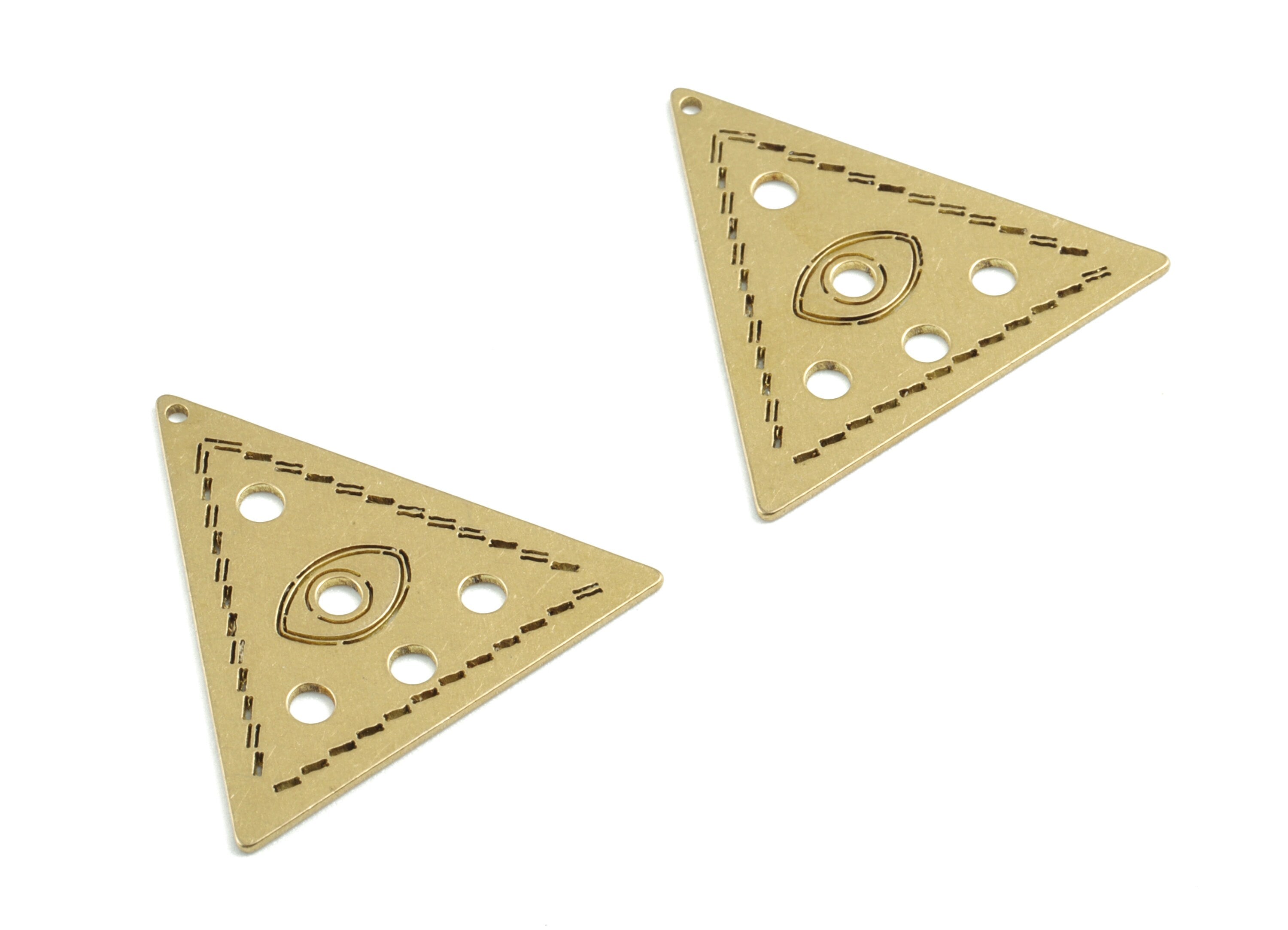 Brass Triangle Earring Charms - Raw Brass Triangle Pendant - Earrings Finding - Jewelry Supplies - 24.76x23.55x0.61mm - PPM3191 - DOMEDBAZAAR