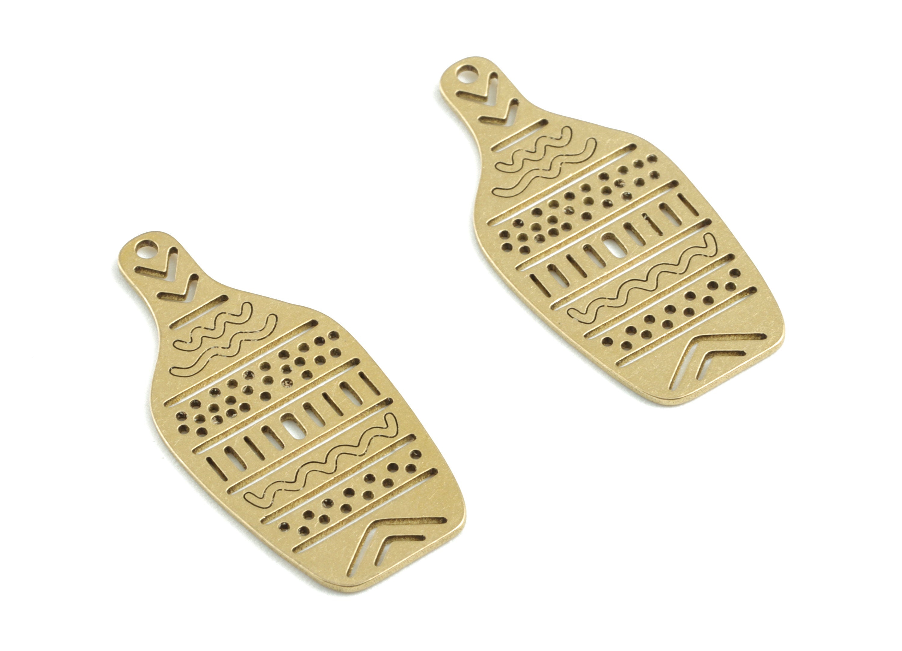 Brass Bottle Earring Charms - Raw Brass Pitcher Pendant - Earrings Finding - Jewelry Supplies - 24.99x11.9x0.6mm - PPM3194 - DOMEDBAZAAR