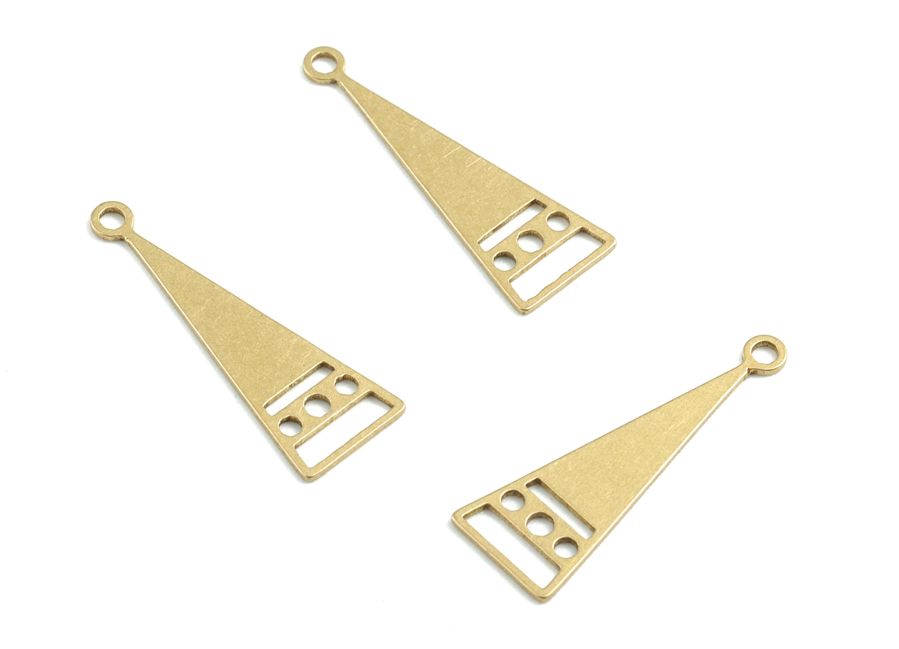 Brass Triangle Earring Charms - Raw Brass Triangle Pendant - Earrings Finding - Jewelry Supplies - 24.76x23.55x0.61mm - PPM3177 - DOMEDBAZAAR