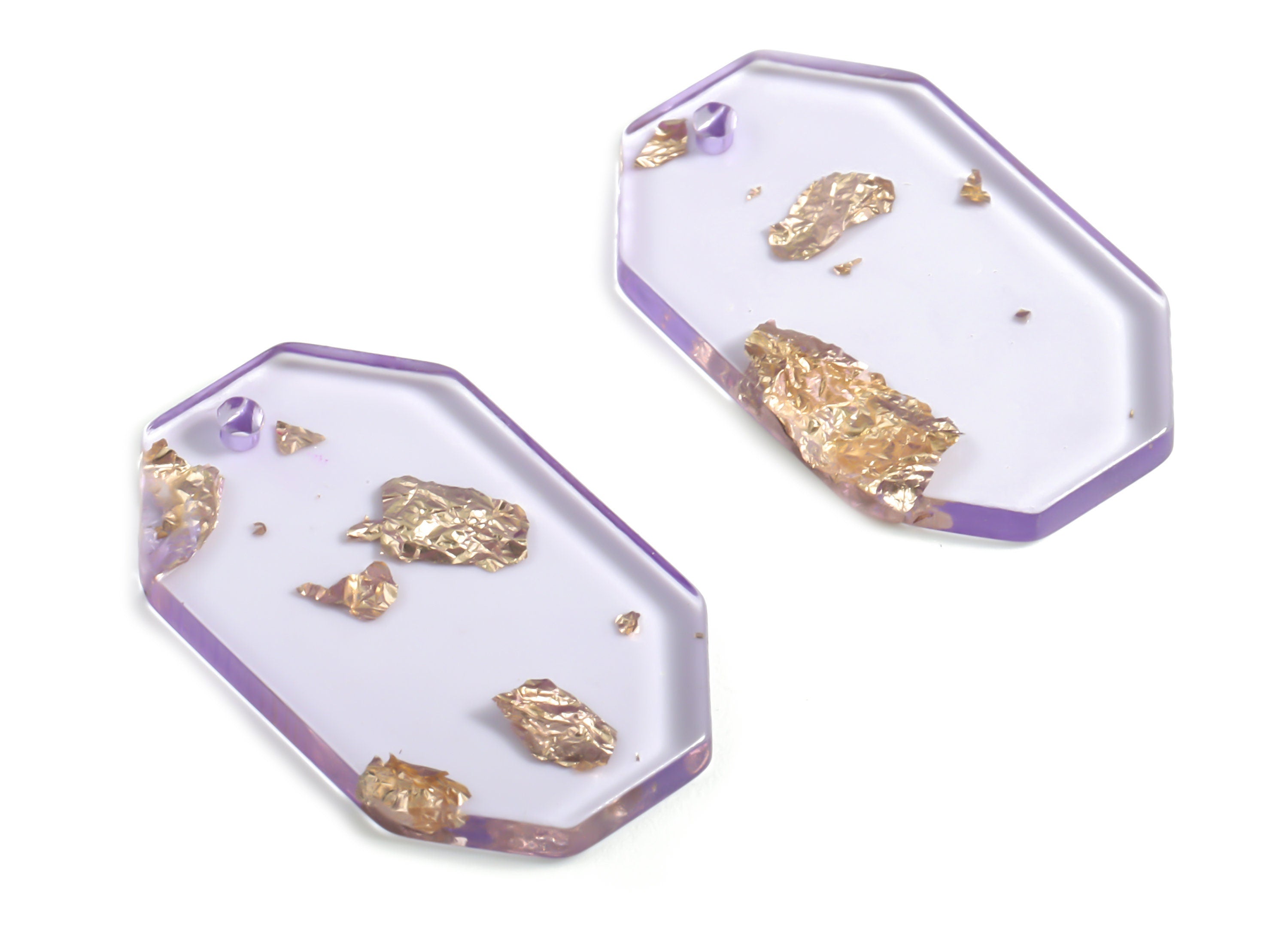 Acrylic Octagon Charms - Gold Foil & Confetti - Octagon Earrings and Pendant - Color Code: A293 - 28.09x17.47x2.38mm - AC1611-A293 - DOMEDBAZAAR