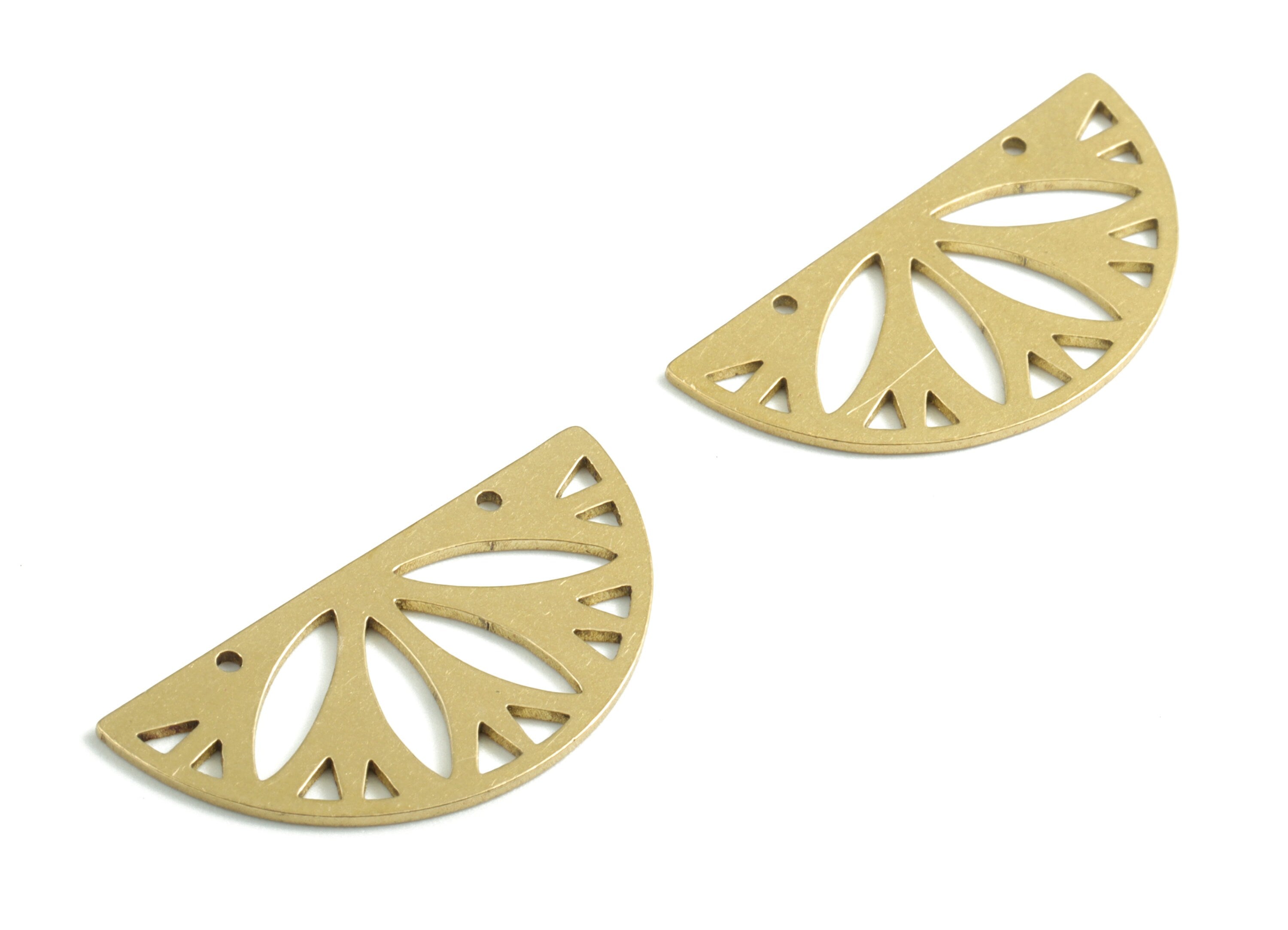 Brass Half Moon Earring Connector - Raw Brass Semi circle Earrings - Earrings Finding - Jewelry Supplies - 29.93x14.59x0.81mm - PPM2895 - DOMEDBAZAAR