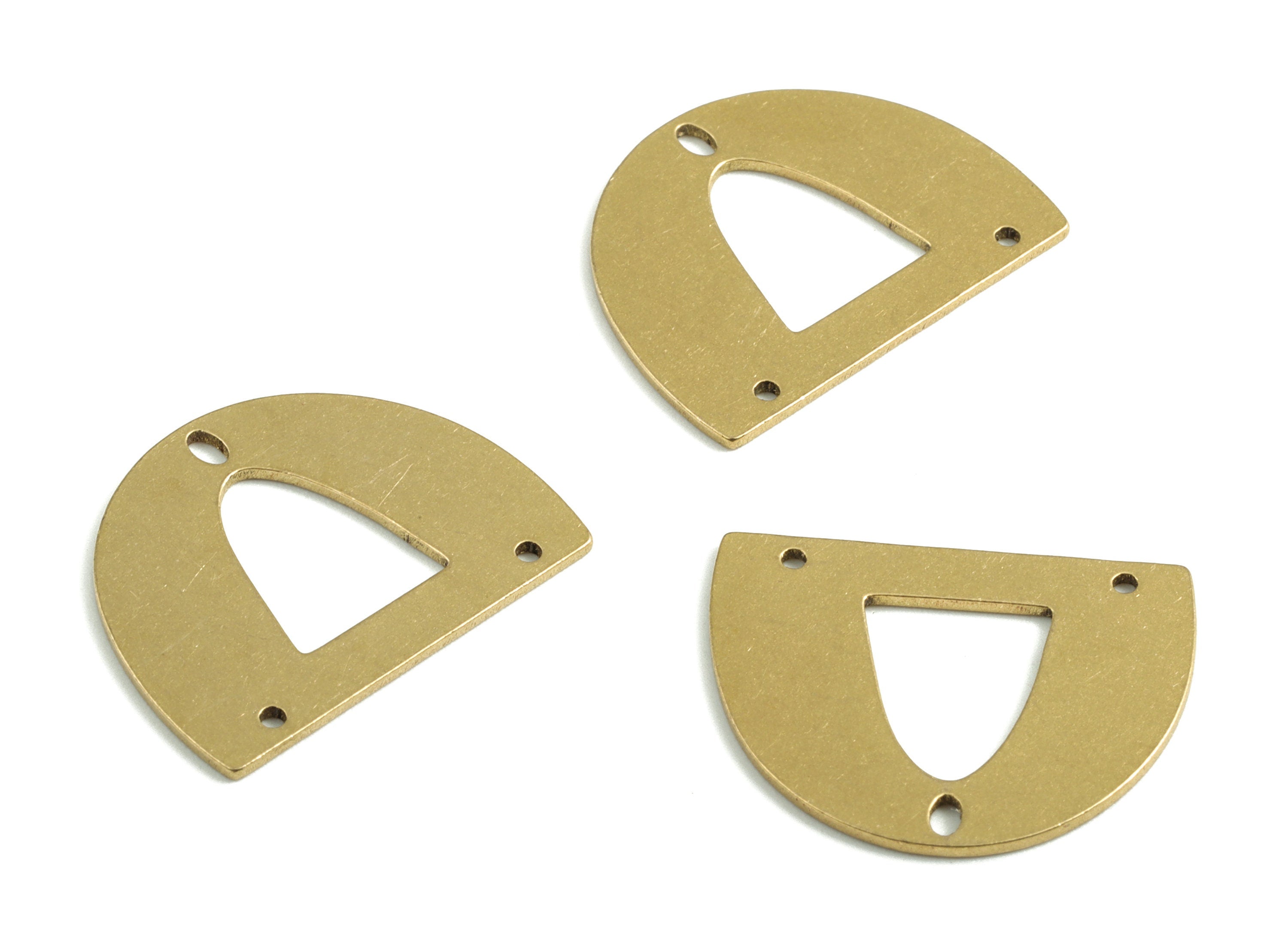 Brass Half Moon Earring Connector - Raw Brass Semi circle Earrings - Earrings Finding - Jewelry Supplies - 22.91x17.95x0.81mm - PPM2911 - DOMEDBAZAAR