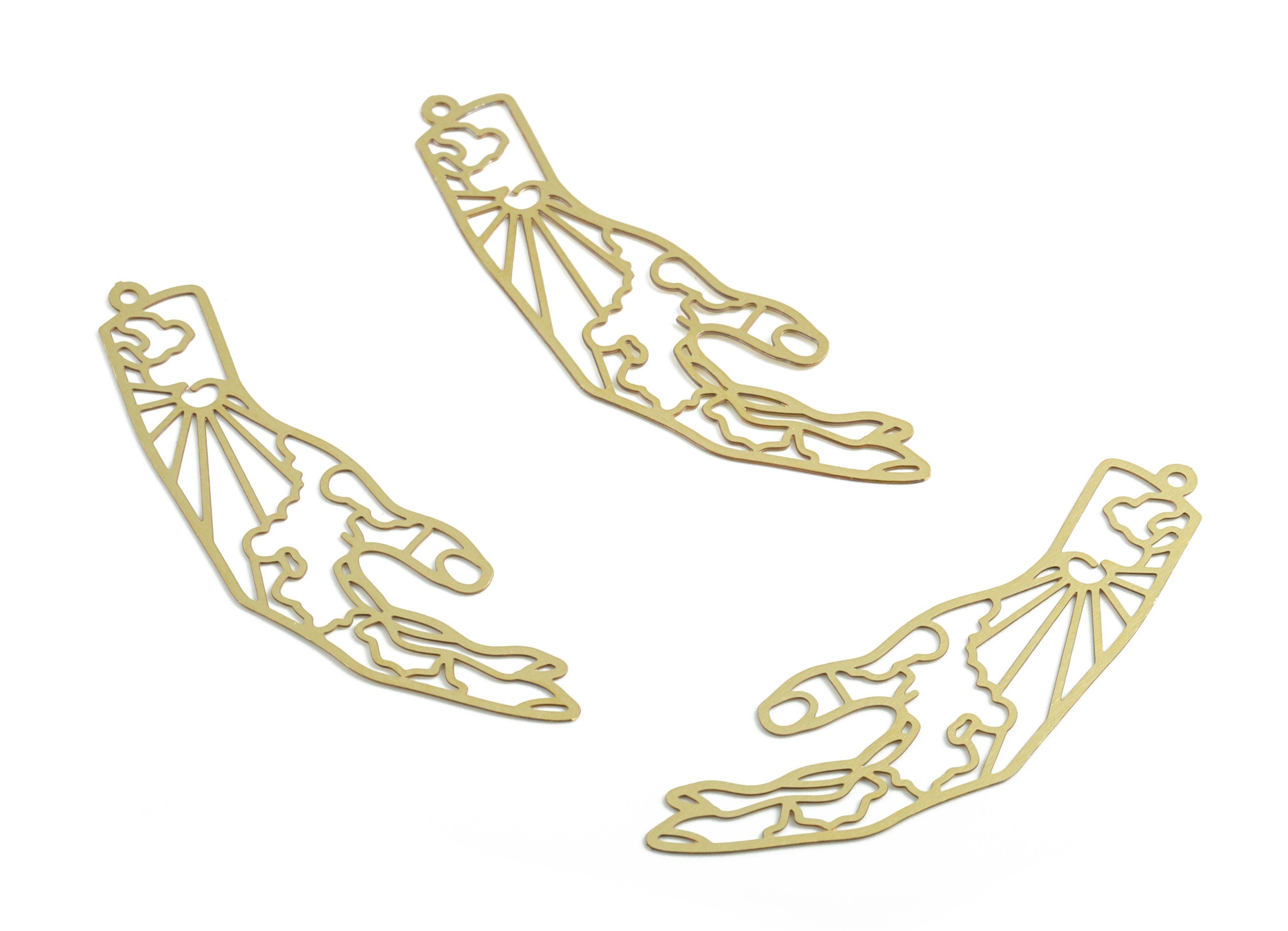 Brass Head Earring Charms - Raw Brass Head Pendant - Earring Findings - Jewelry Supplies - 46.95x13.97x0.3mm - JJB6309 - DOMEDBAZAAR