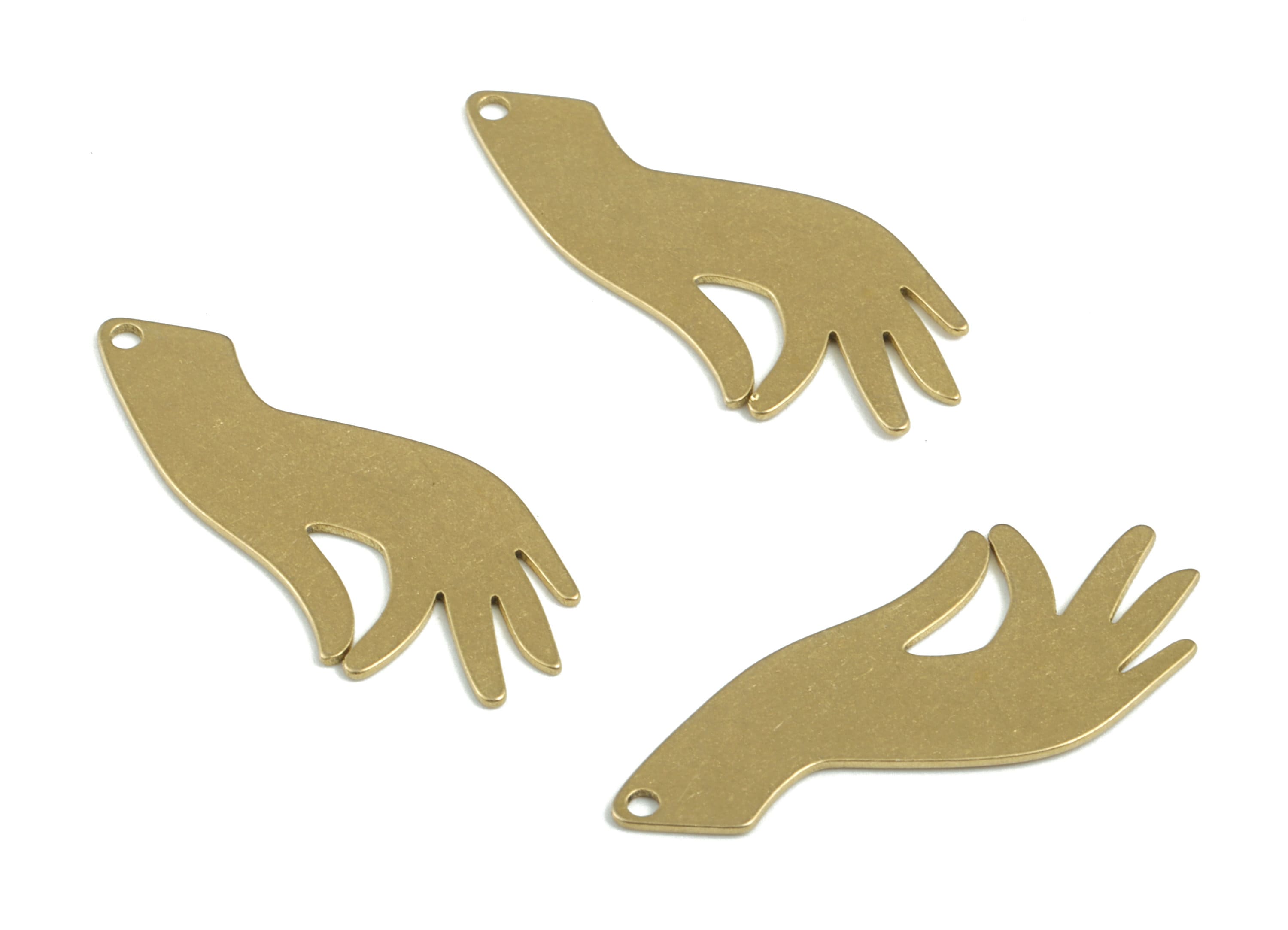 Brass Hand Earring Charms - Raw Brass Hand Pendant - Earrings Finding - Jewelry Supplies - 29.27x13.13x0.59mm - PPM3231 - DOMEDBAZAAR