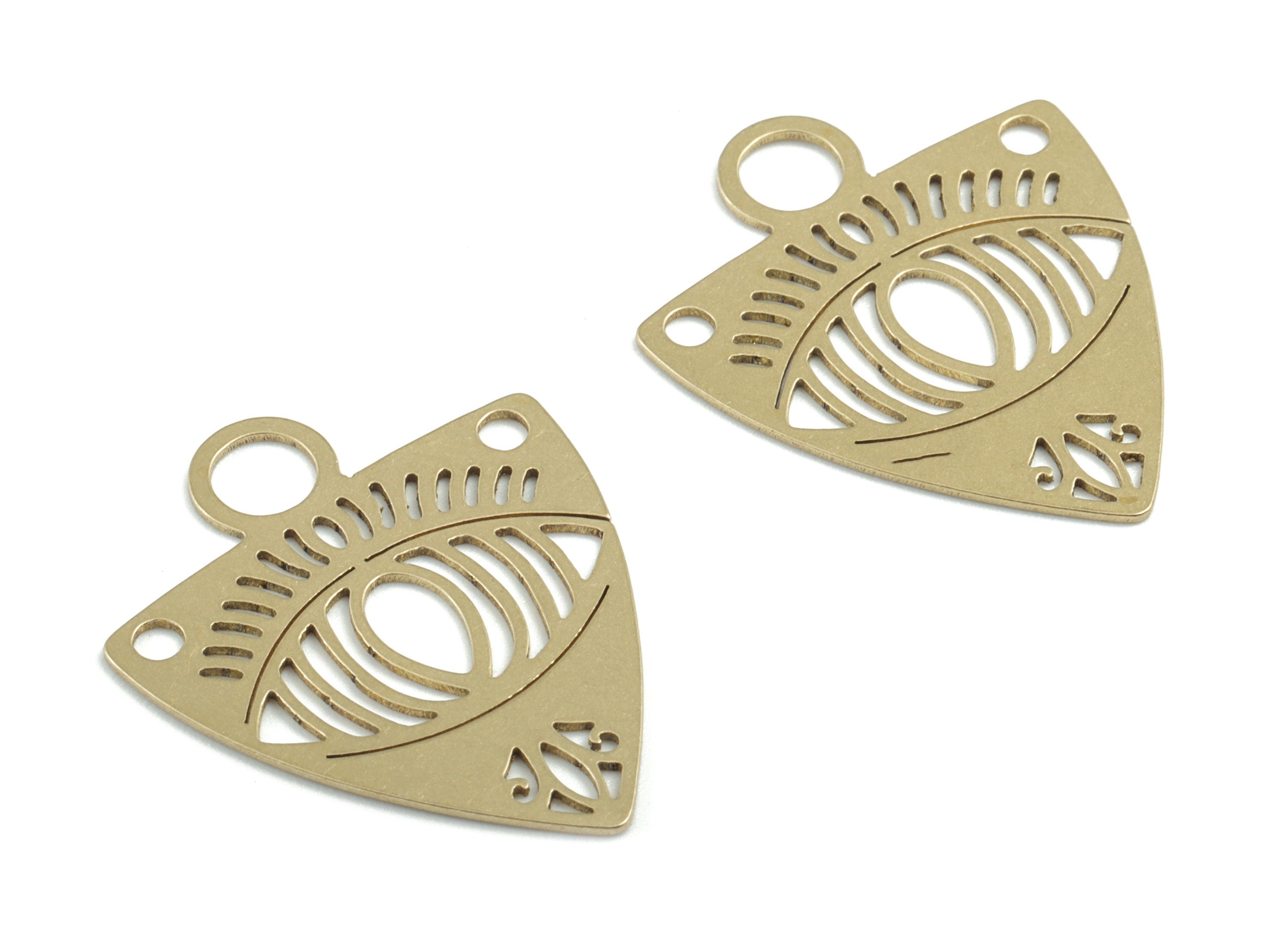 Brass Triangle Eye Earring Charms - Raw Brass Triangle Eye Pendant - Earrings Finding - Jewelry Supplies - 28.33x23.26x0.61mm - PPM3235 - DOMEDBAZAAR