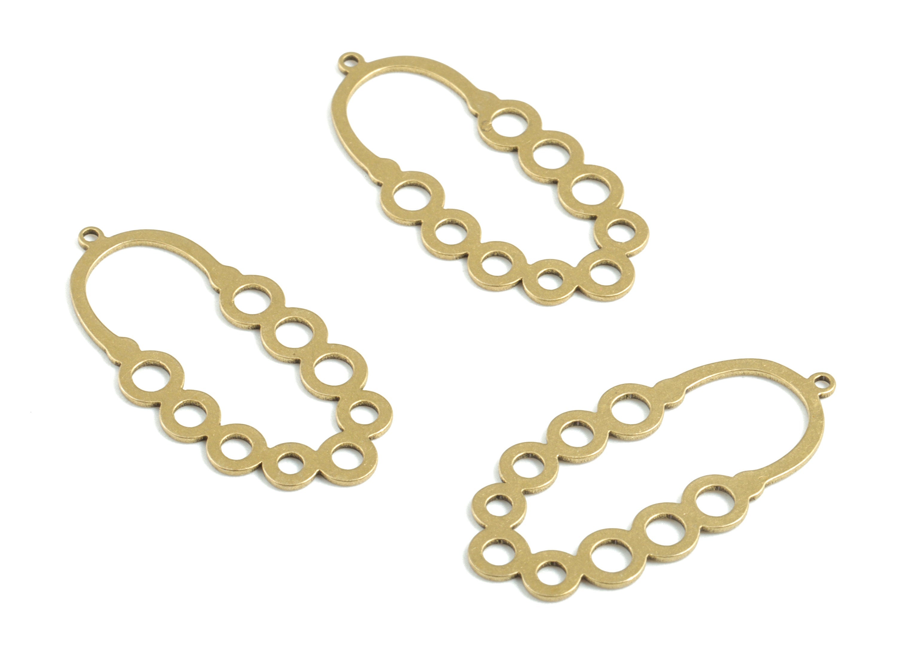 Brass Oval Earring Connector - Raw Brass Oval Earring Charms and Pendant - 10 Holes - Jewelry Supplies - 24.97x12.26x0.6mm - PPM3224 - DOMEDBAZAAR