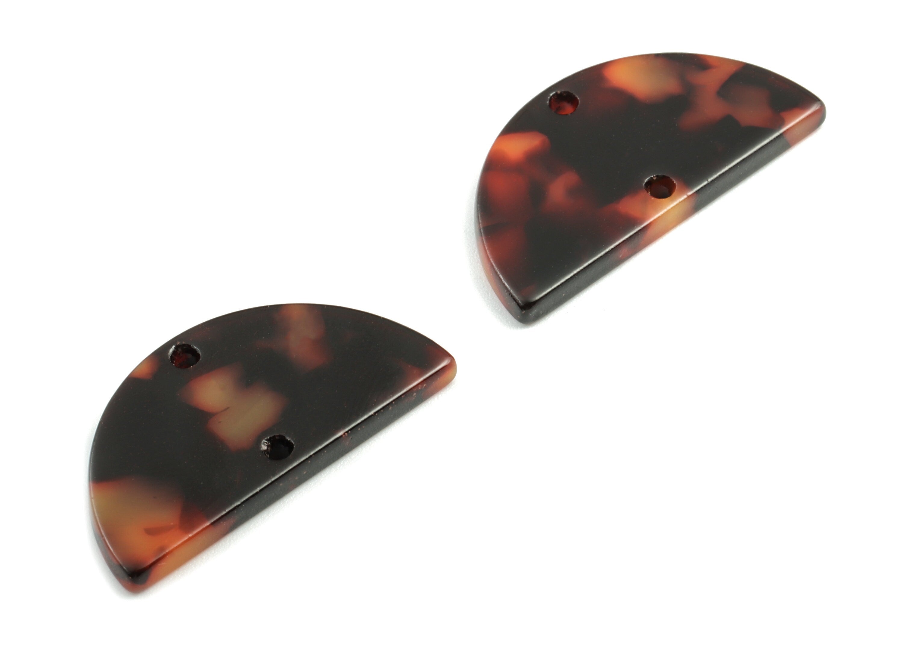 Acetate Semi circle Connector - Half Moon Charms - 2 Holes Tortoise Shell Earring - Color Code: A04 - 29.41x14.92x2.53mm - AC1061-A04 - DOMEDBAZAAR