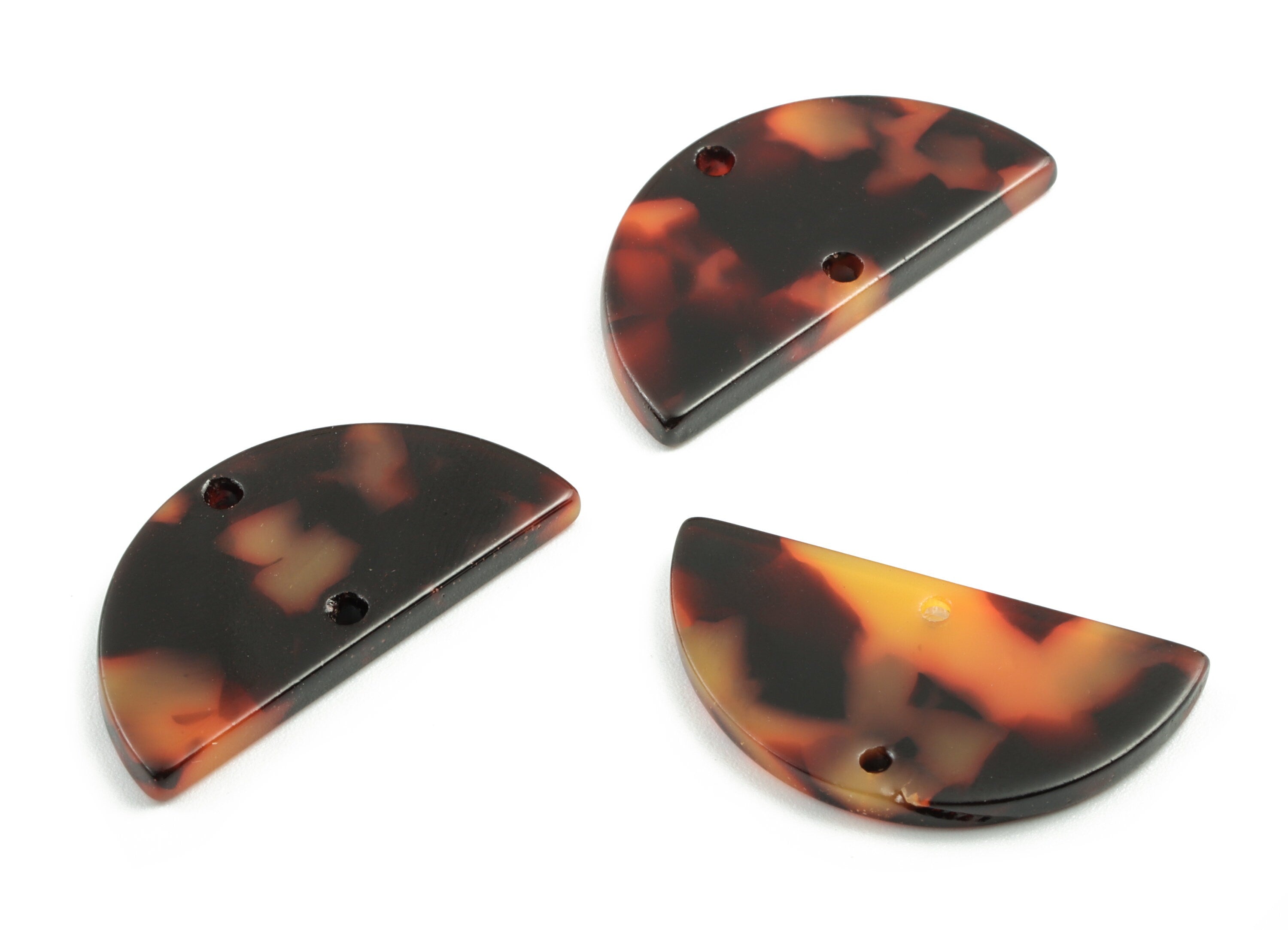 Acetate Semi circle Connector - Half Moon Charms - 2 Holes Tortoise Shell Earring - Color Code: A04 - 29.41x14.92x2.53mm - AC1061-A04 - DOMEDBAZAAR
