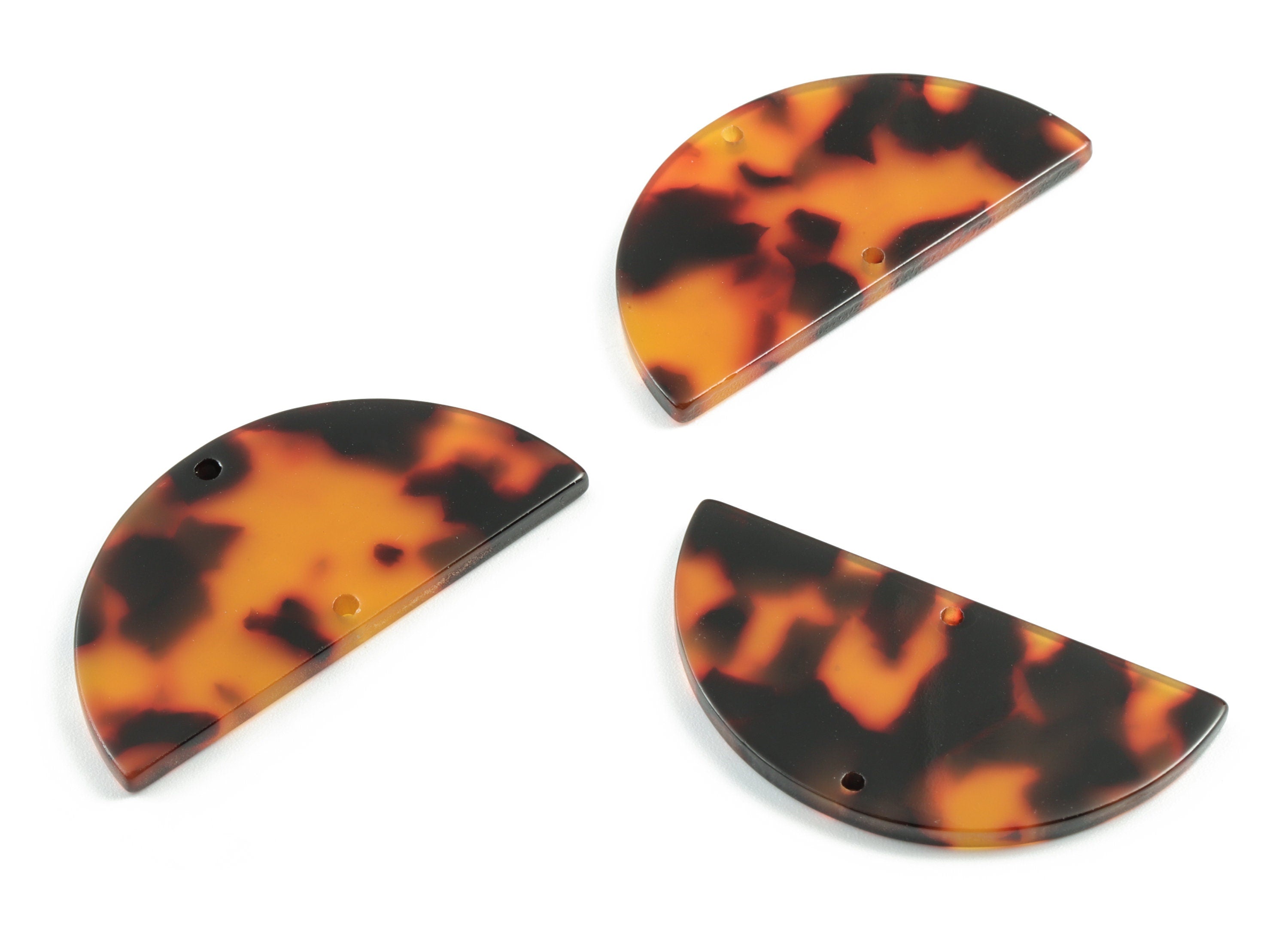 Acetate Semi circle Connectors - Tortoise Shell - Half Moon Earrings - 2 Holes - Color Code:A02 - 43.04x21.46x2.49mm - AC1800-A04 - DOMEDBAZAAR