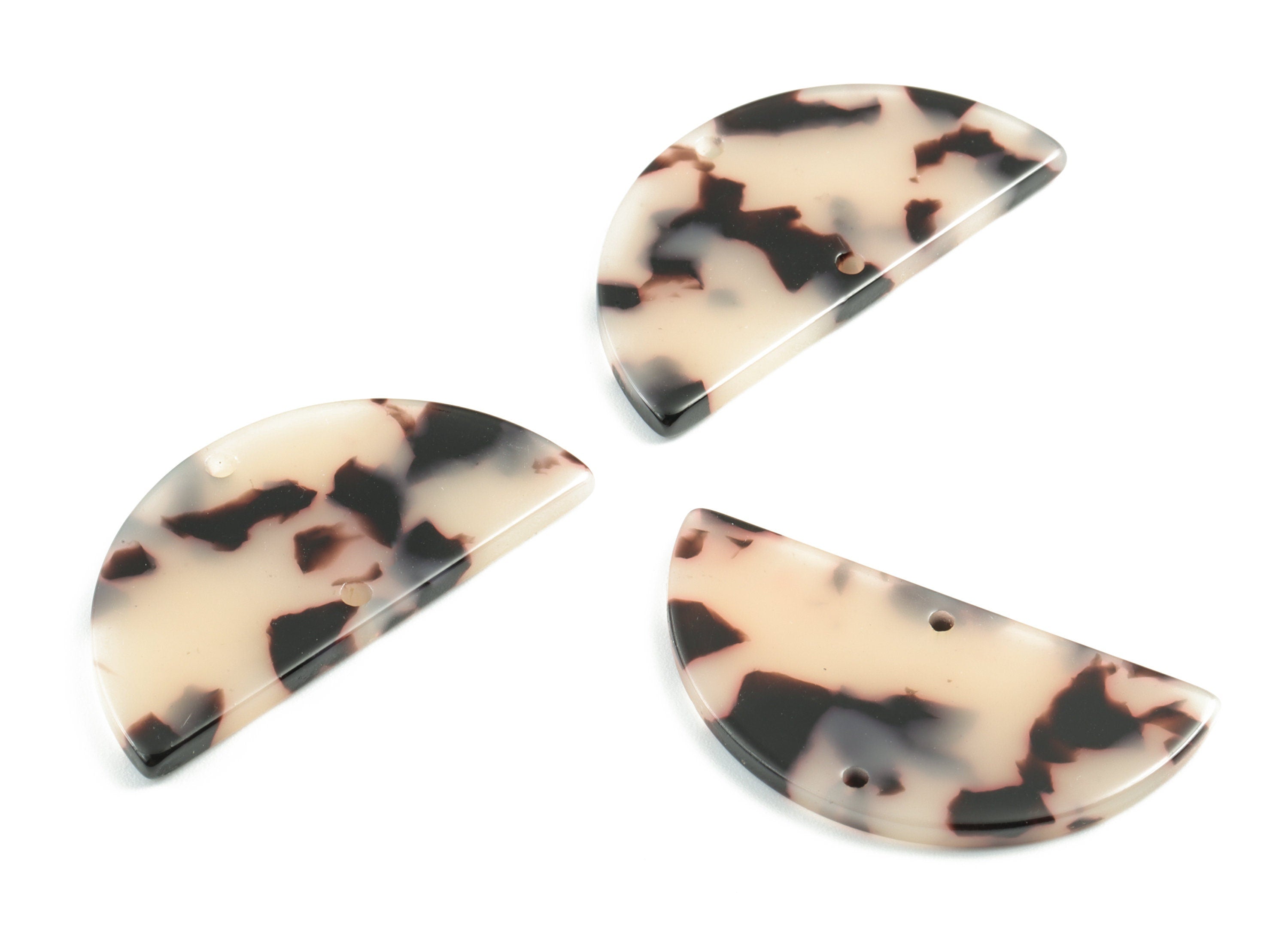 Acetate Semicircle Connector - Half Moon Earrings Blonde Tortoise Shell Earring 2 Holes - Color Code:A07 - 37.42x18.73x2.58mm - AC1794-A07 - DOMEDBAZAAR