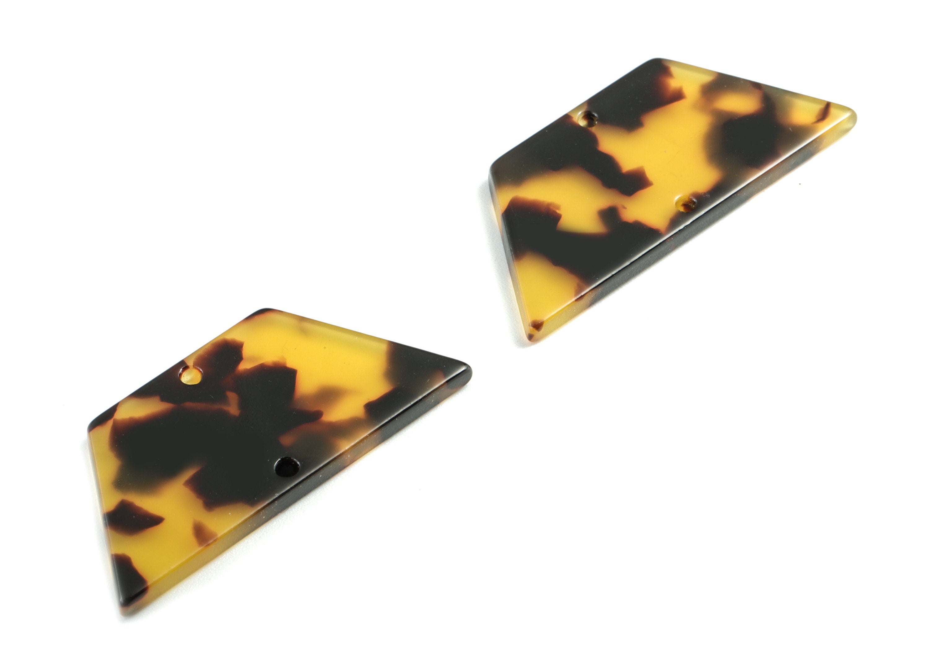 Acetate Trapezoid Connectors - 2 Holes Trapezoid Tortoise Shell Earring - Jewelry Supplies - Color Code: A02 - 36.37x16x2.4mm - AC1802-A02 - DOMEDBAZAAR