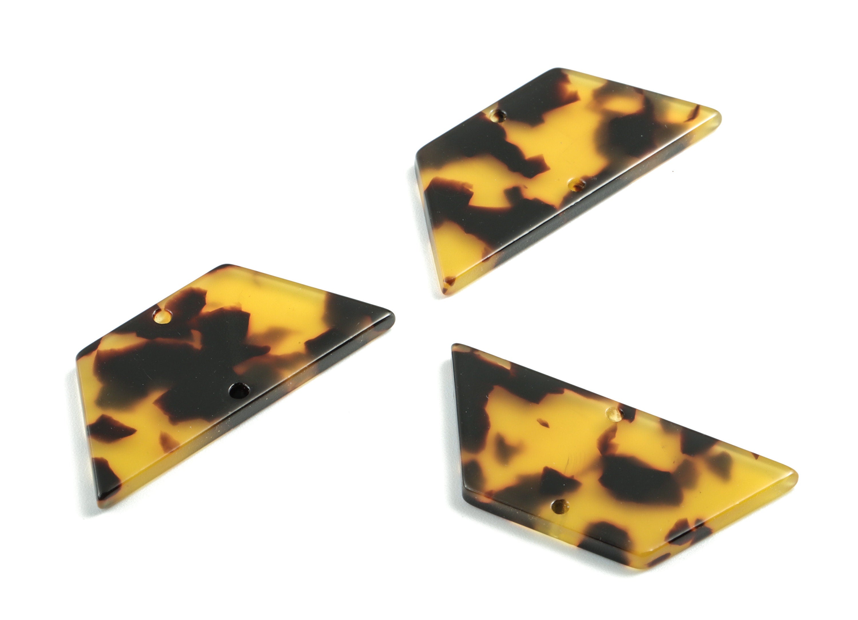 Acetate Trapezoid Connectors - 2 Holes Trapezoid Tortoise Shell Earring - Jewelry Supplies - Color Code: A02 - 36.37x16x2.4mm - AC1802-A02 - DOMEDBAZAAR