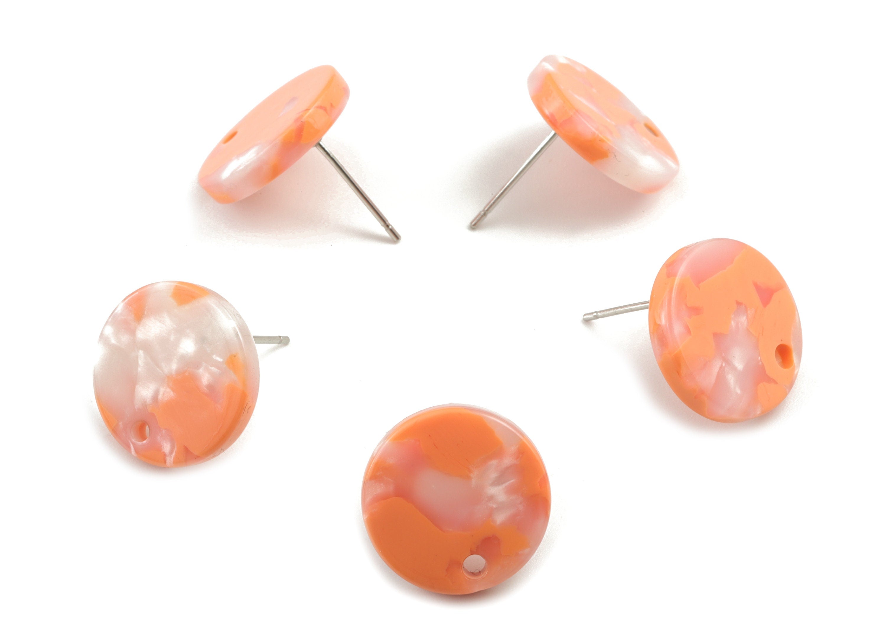 Acetate Round Earring Stud - Acetate Round Earring Post - Earring Post - Jewelry Supplies - Color Code: A39 - 14.9x14.9x2.75mm - AC1672-A39 - DOMEDBAZAAR