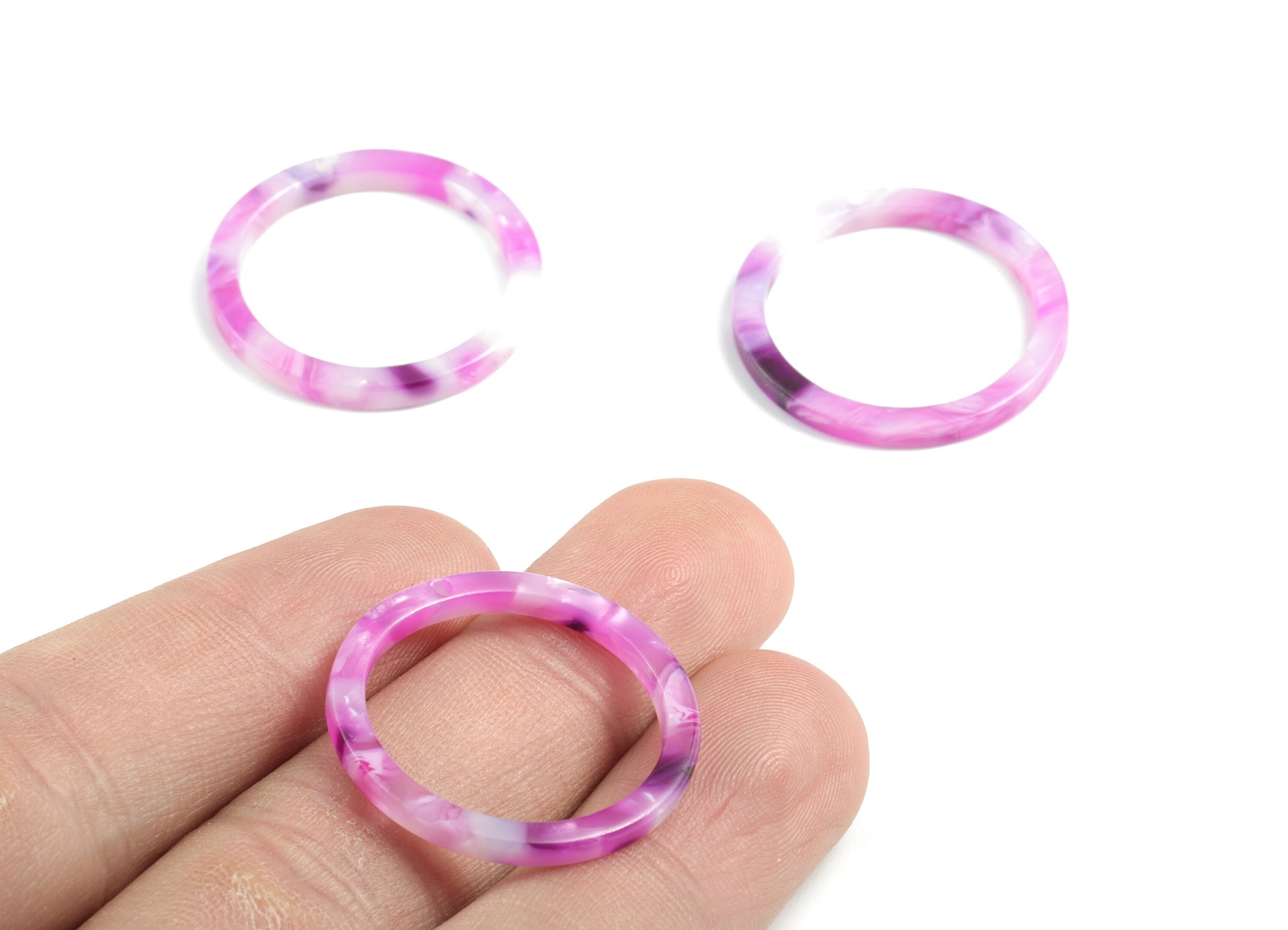 Acetate Hoop Charms - Circle Earrings and Pendant - Earring Findings - Jewelry Supplies - Color Code: A224 - 27.2x27.2x2.5mm - AC1154-A224 - DOMEDBAZAAR