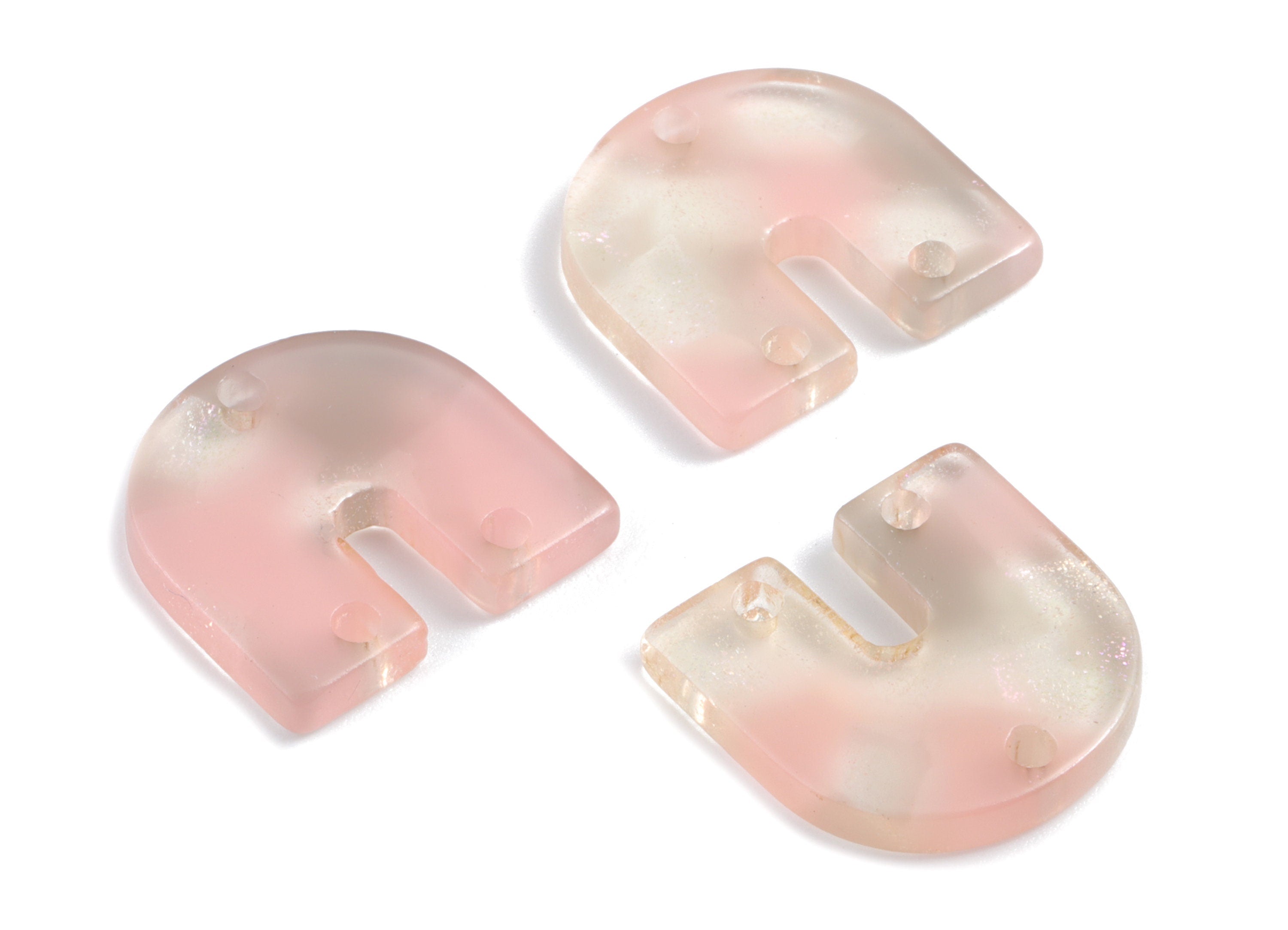 Acetate U Earring Charms With 3 Holes - U Shaped Pendant - Jewelry Supplies - Color Code: A494 - 16.68x15.86x2.48mm - AC1353-A494 - DOMEDBAZAAR