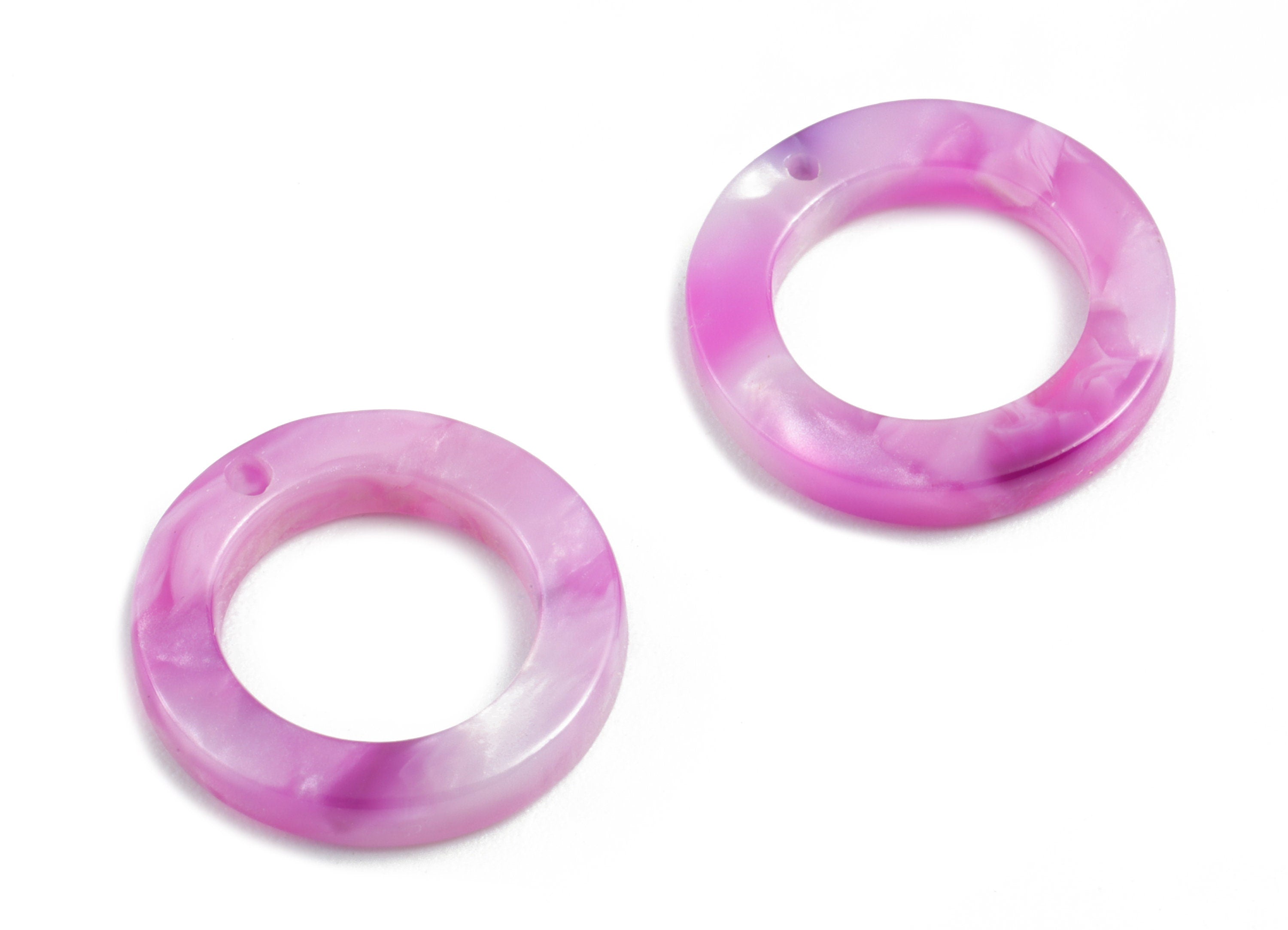 Acetate Hoop Earring Charms - Circle Shaped Pendant - Earring Findings - Jewelry Supplies - Color Code: A224 - 15x15x2.7mm - AC1152-A224 - DOMEDBAZAAR